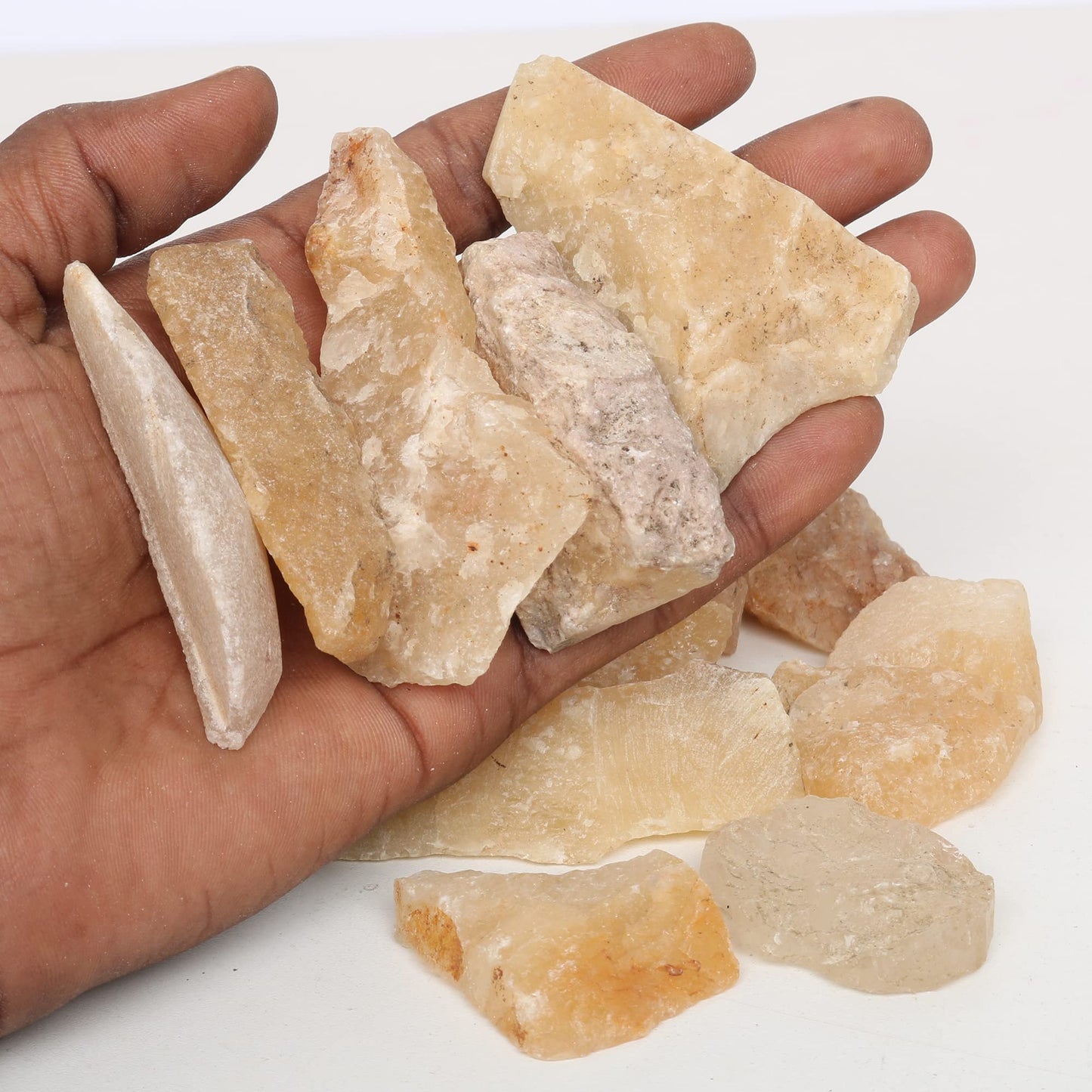 REAL-GEMS Natural Raw Healing Crystals Rough Stones for Tumbling, Cabbing, Polishing, Wire Wrapping, Wicca & Reiki Crystal Healing, Mix Gemstones,7 Chakra (Yellow Jade)