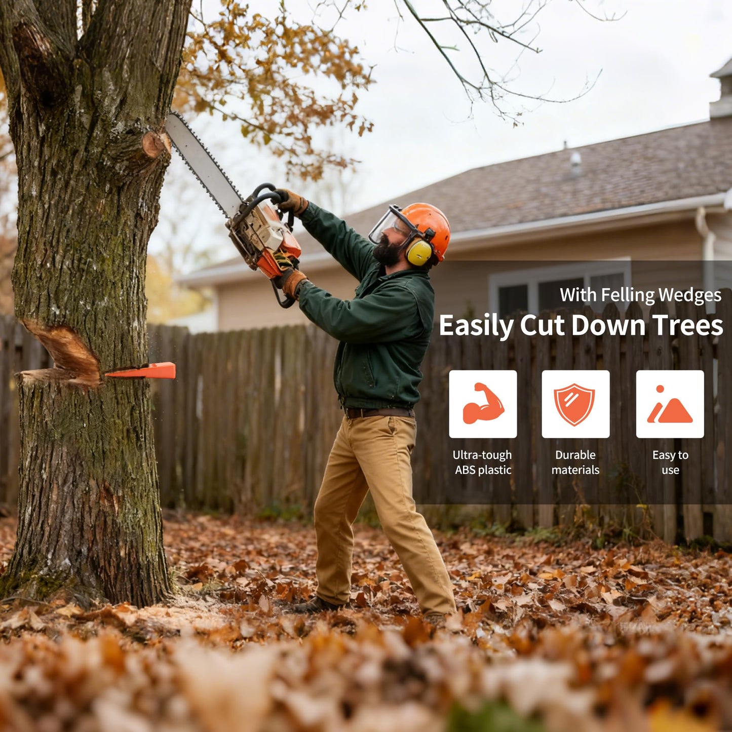 Skyward 6 Pack Spiked Logging Wedges, 5.5" Orange ABS Plastic Tree-Cutting Wedges for Safe Tree Cutting, Wood-Cutting Tools (5.5")