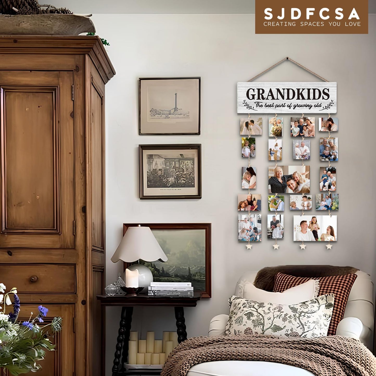 SJDFCSA Gifts for Grandparents, Grandkids Picture Frames Gifts for Grandma Nana Grandmother from Granddaughter Grandson, Grandkids The Best Part of Growing Old Photo Collage Frame for Wall