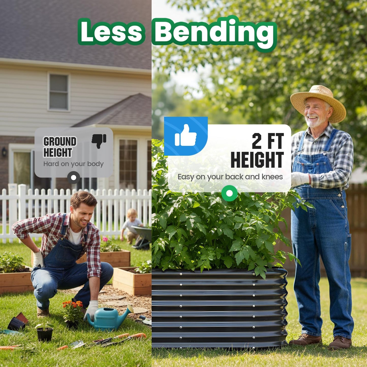 Quictent Galvanized Raised Garden Bed Kit, 8x4x2 ft Oval Metal Planter Box Tall for Vegetables Outdoor Backyard, Strengthened by Crossbar, Dark Gray