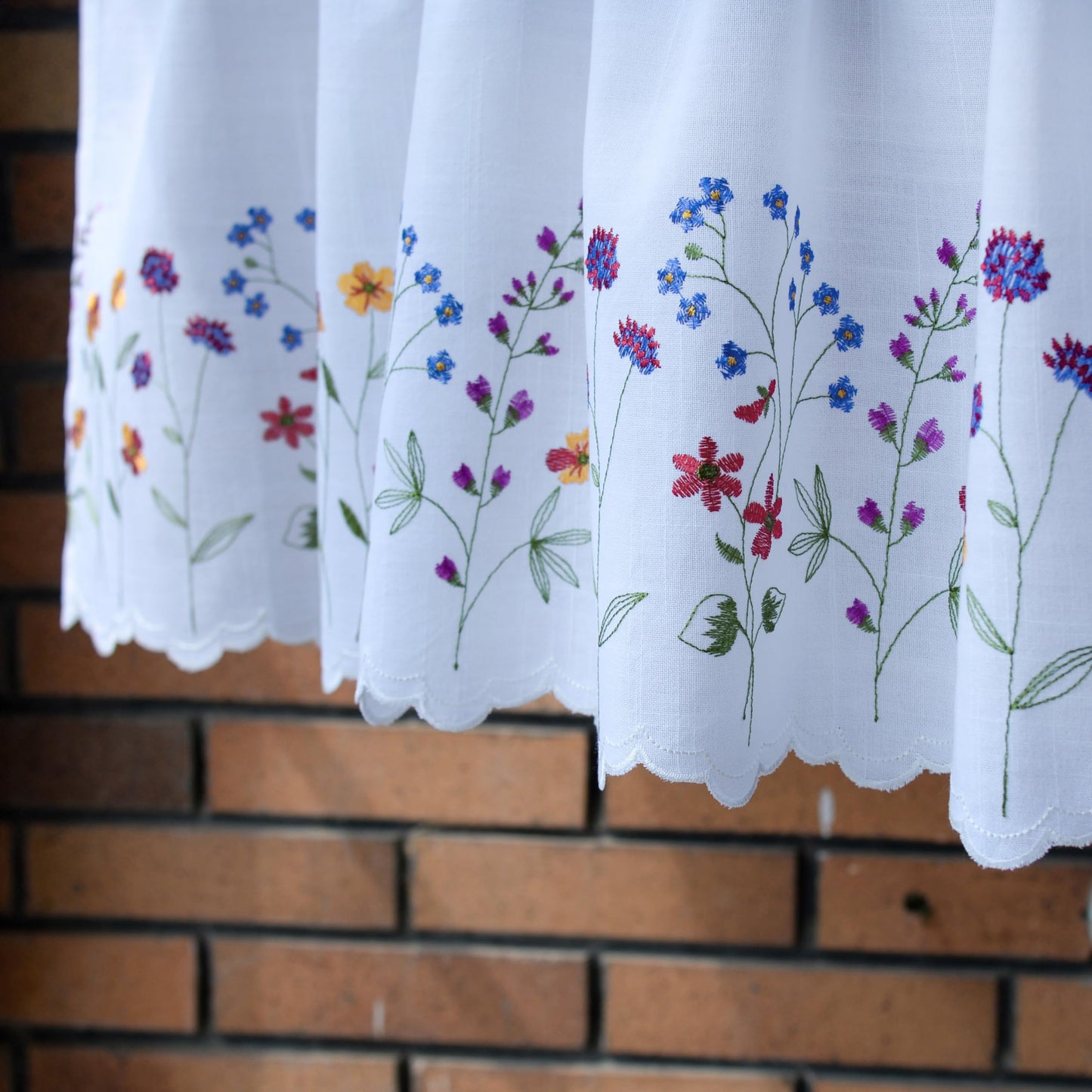 Siykkay PKT Floral Embroidery Curtain Valance, White Elegant Decorative Flowers Window Valances,Valances for Windows Living Room,Rod Pocket W52XL18 inch (Flowers)