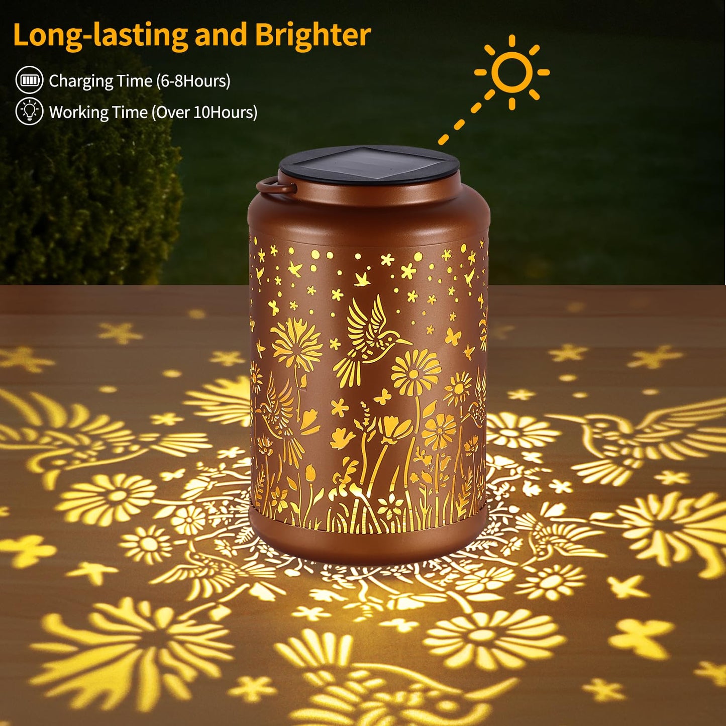 GOLFOEE Mothers Day Gifts Solar Lanterns Outdoor Waterproof Hummingbird Solar Lights Outdoor Waterproof for Garden, Birthday Gifts for Women Mom Grandma, Garden Lights for Backyard, Patio Decor