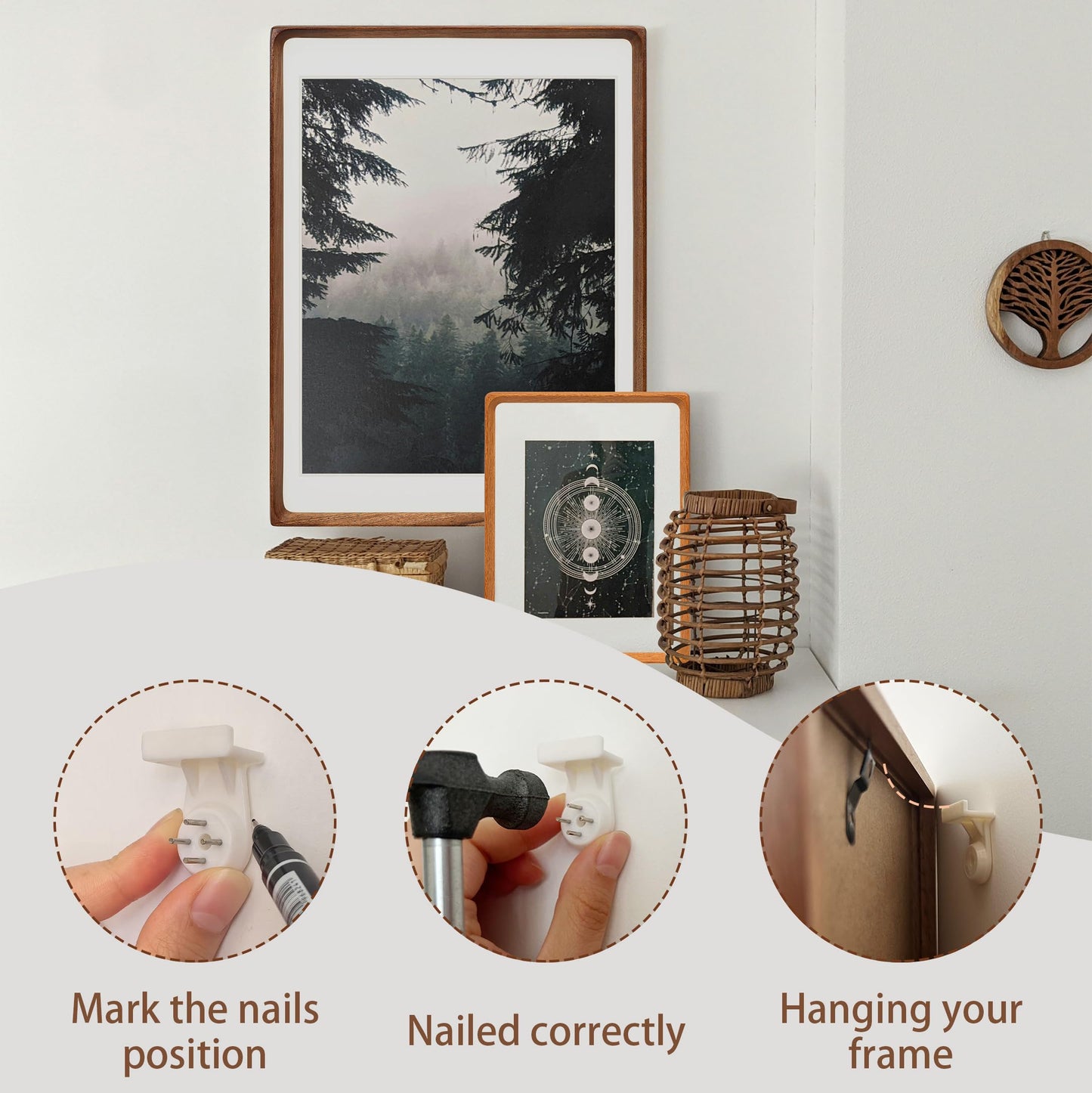Gdfmsc Square 4x4 Picture Frame with Mat for 3x3, Natural Walnut Wood Handcrafted Rounded Corner with Real Glass, Vertical or Horizontal Display Photo Gallery Wall & Tabletop Frame