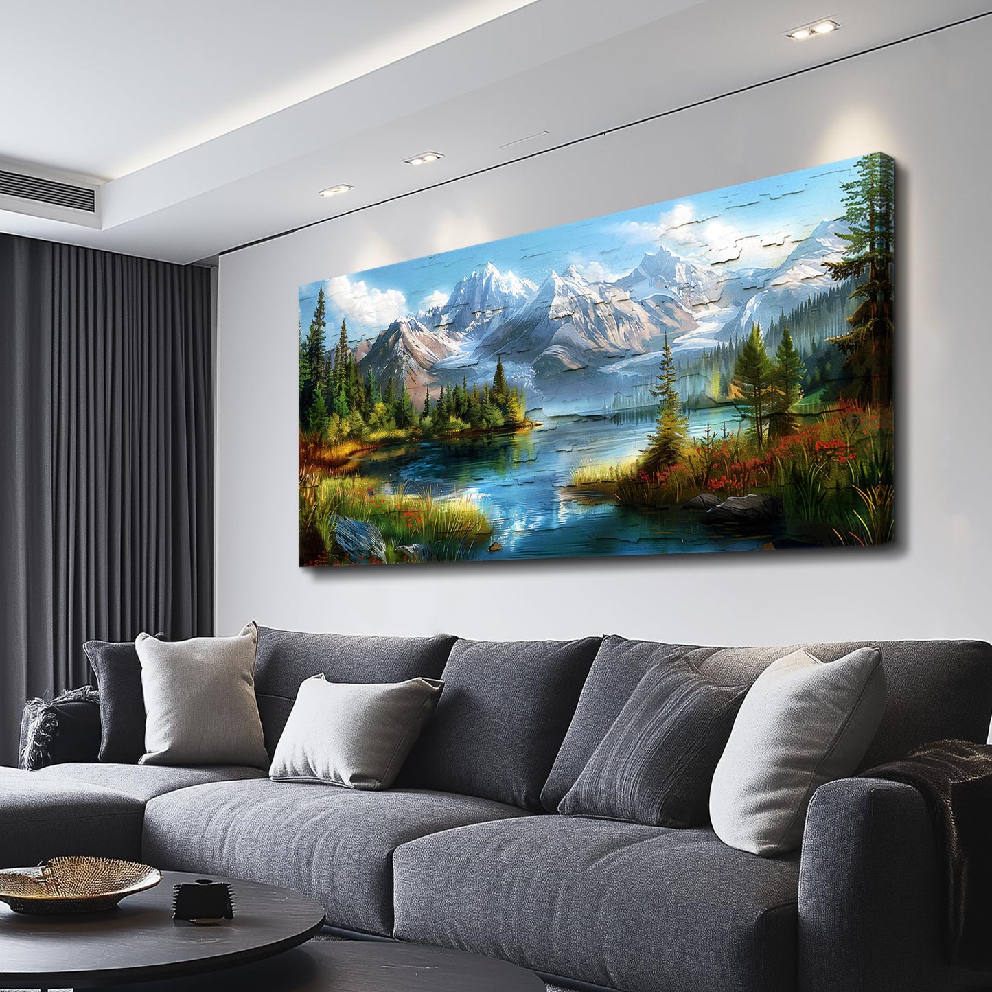 FUHAIHUA Canvas Wall Art For Living Room Wall Decor For Bedroom Modern Office Wall Decoration Mountains Rivers Landscape Painting Farmhouse Pictures Artwork Room Aesthetic Home Decor 20x40 In