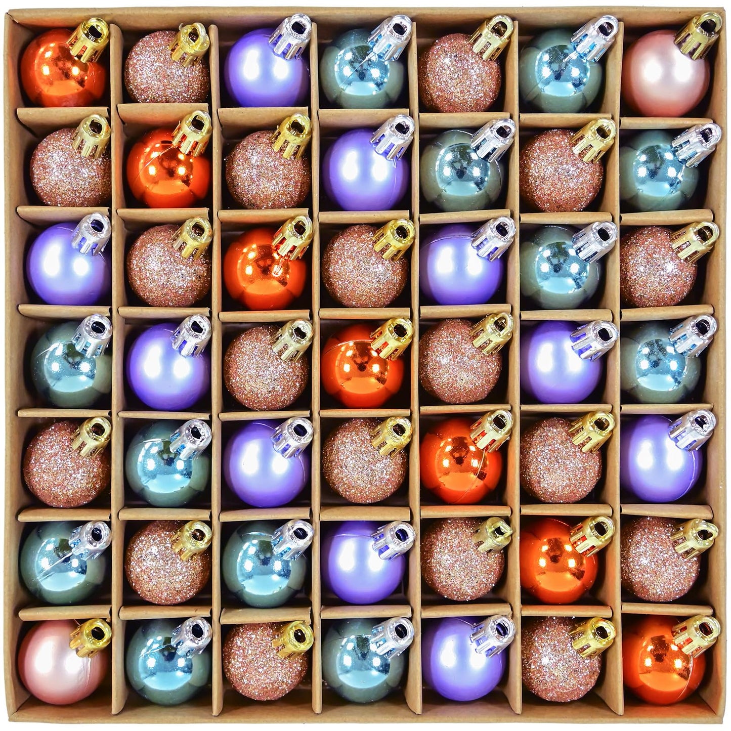 49PCS Mini Christmas Balls Ornaments Set - 3cm/1.18” Small Christmas Tree Ornaments for Mini Tree Decorations, Shatterproof Hanging Ball Bulk for Xmas Holiday Wreath Decor