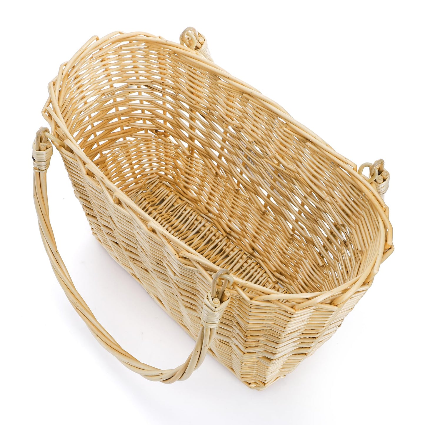ZEAYEA Wicker Picnic Basket with Handle, Oval Woven Willow Basket, Wicker Storage Gift Basket for Easter, Halloween, Christmas, Egg and Flower Gathering
