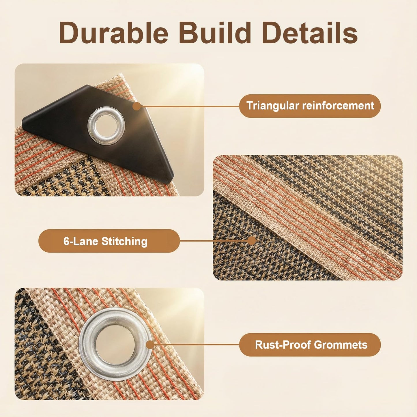 LCYFBE 90% Sun Shade Cloth with Grommets, 6.5 x 10 FT Pergola Replacement Shade Cover Canopy Privacy Screen for Outdoor Patio Garden, Mocha