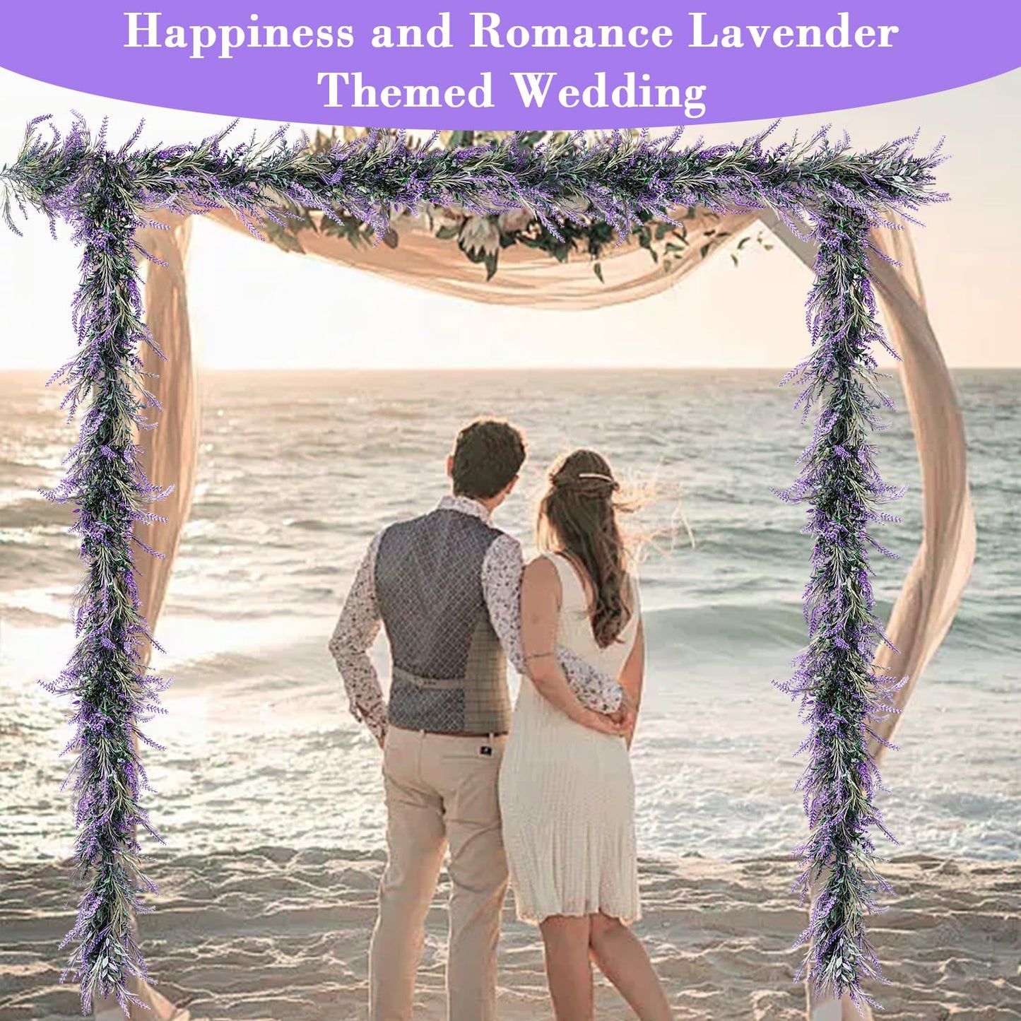 6Ft Lavender Purple Artificial Garland All Year Lavender for Wedding Mantle Spring Summer Garland Indoor Outdoor Home Farmhouse Party Stair Table Window Home Decoration