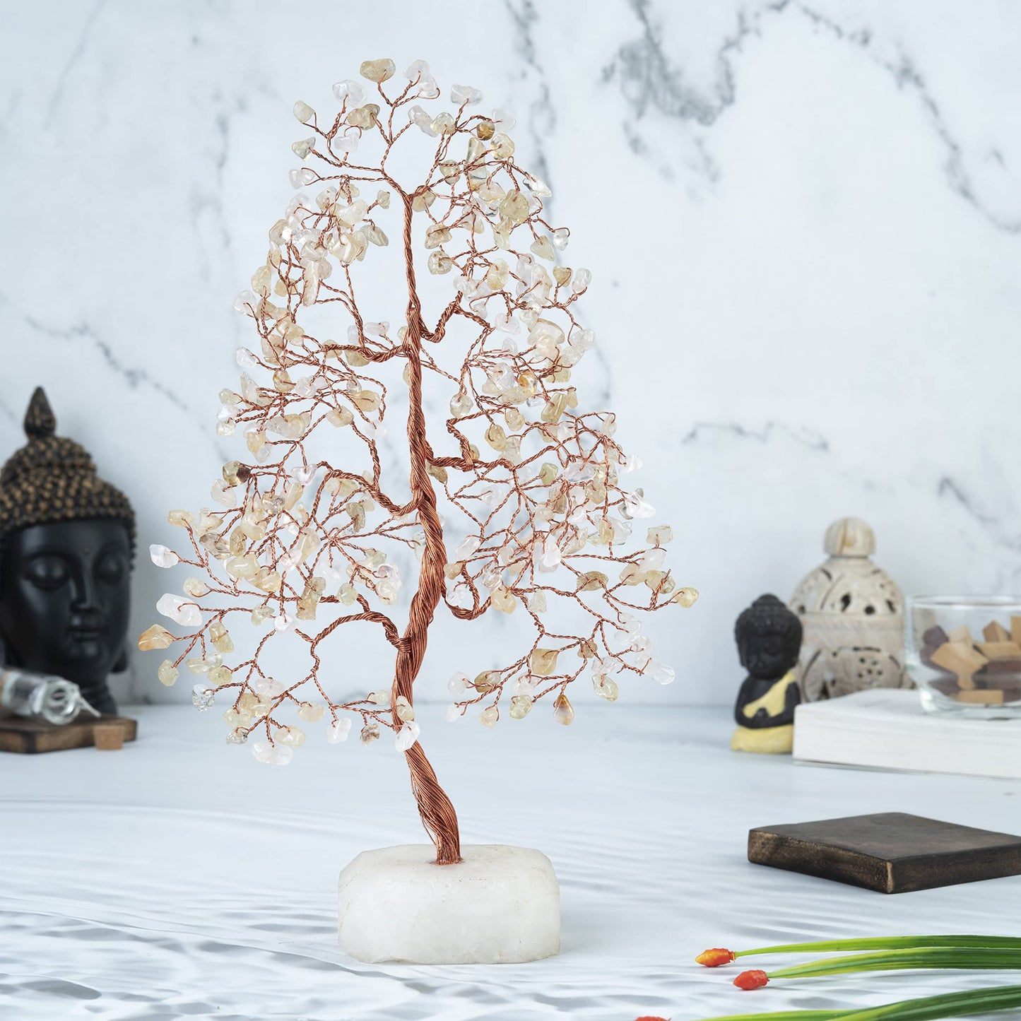 Crocon® Citrine Crystals Tree of Life Quartz Base, Birthday Gifts for Women, Men Home & Office Decor Money Tree Healing Crystals Womens Gifts Ideas House Warming Gift Sister Unique Decoration Present