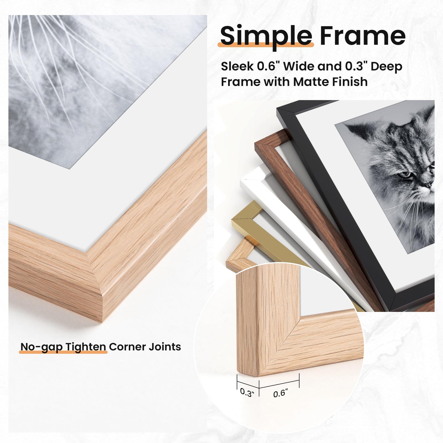Venusmiles 20 Pack Picture Frames Collage Wall Decor, Gallery Frame Set for Wall Mounting or Tabletop Display, Multi Sizes Including 4pcs 8x10, 8pcs 5x7, 8pcs 4x6, Oak