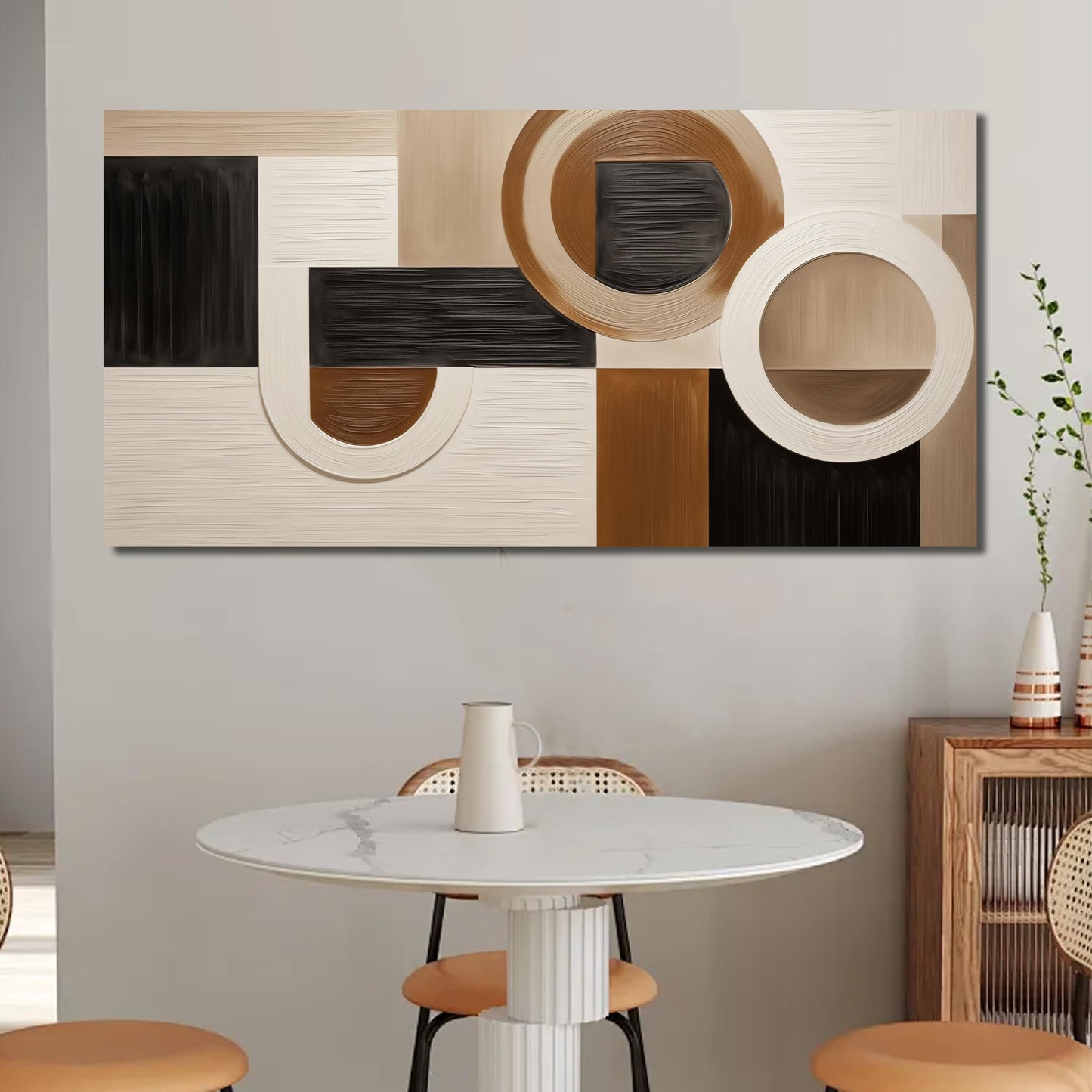 Tarfupth Brown Abstract Wall Art for Living Room Large Black Boho Geometric Modern Minimalist Canvas Prints Artwork for Bedroom Office Kitchen Ready to Hang 20x40 Inch