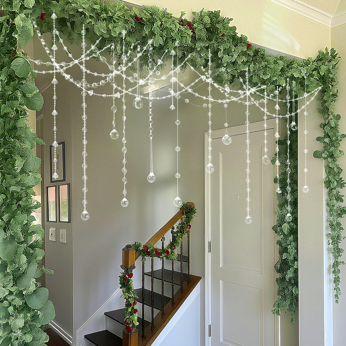 Soulchen 24 Pcs 40 Inch Clear Acrylic Crystal Garland Strands Large Hanging Chandelier Bead Chain String Wedding Icicle Drop Ornaments for Wedding Party Decor