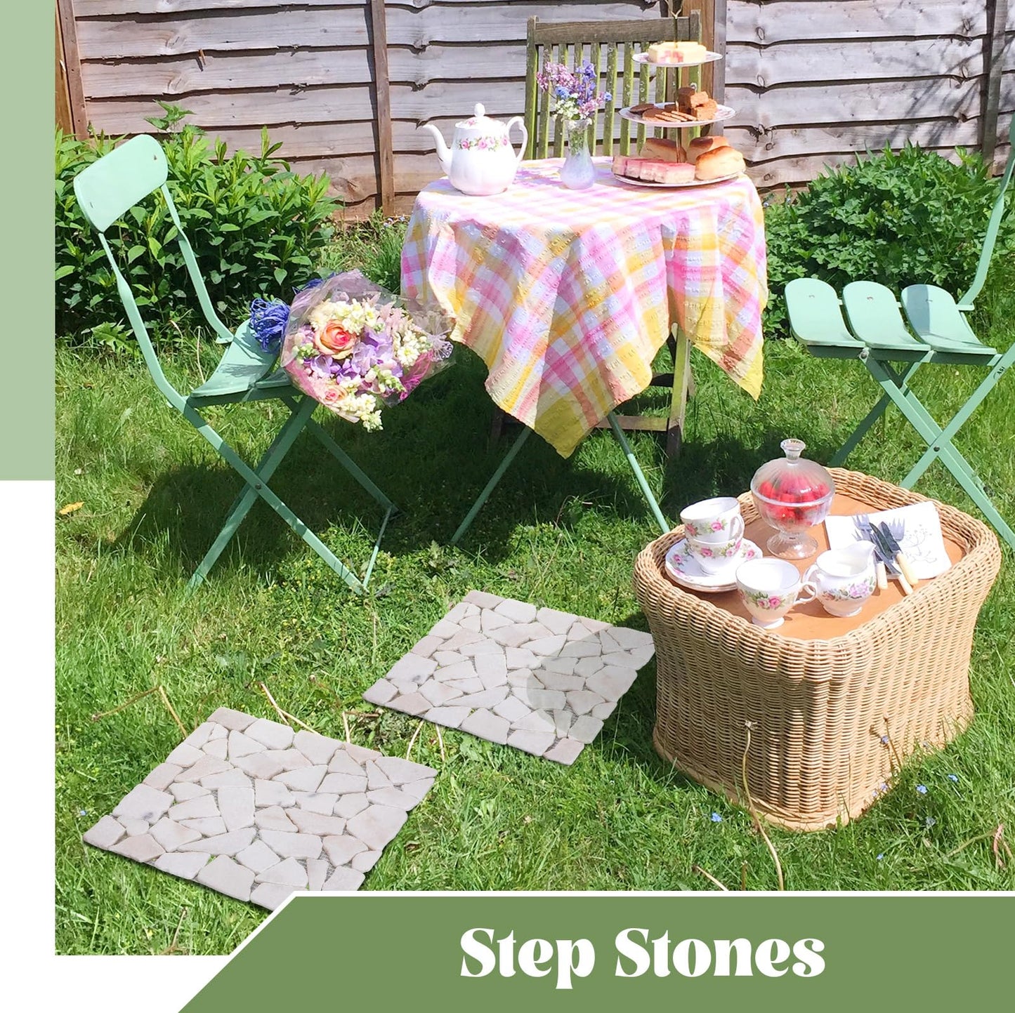 Sasylvia 6 Pcs 12 Inch Stepping Stones Pavers for Outside Walkway, Square Marble Riverstone Decor Pathway Stepping Stones for Patio Backyard Garden Walkway Pathway Outdoor Lawn Yard Decorations