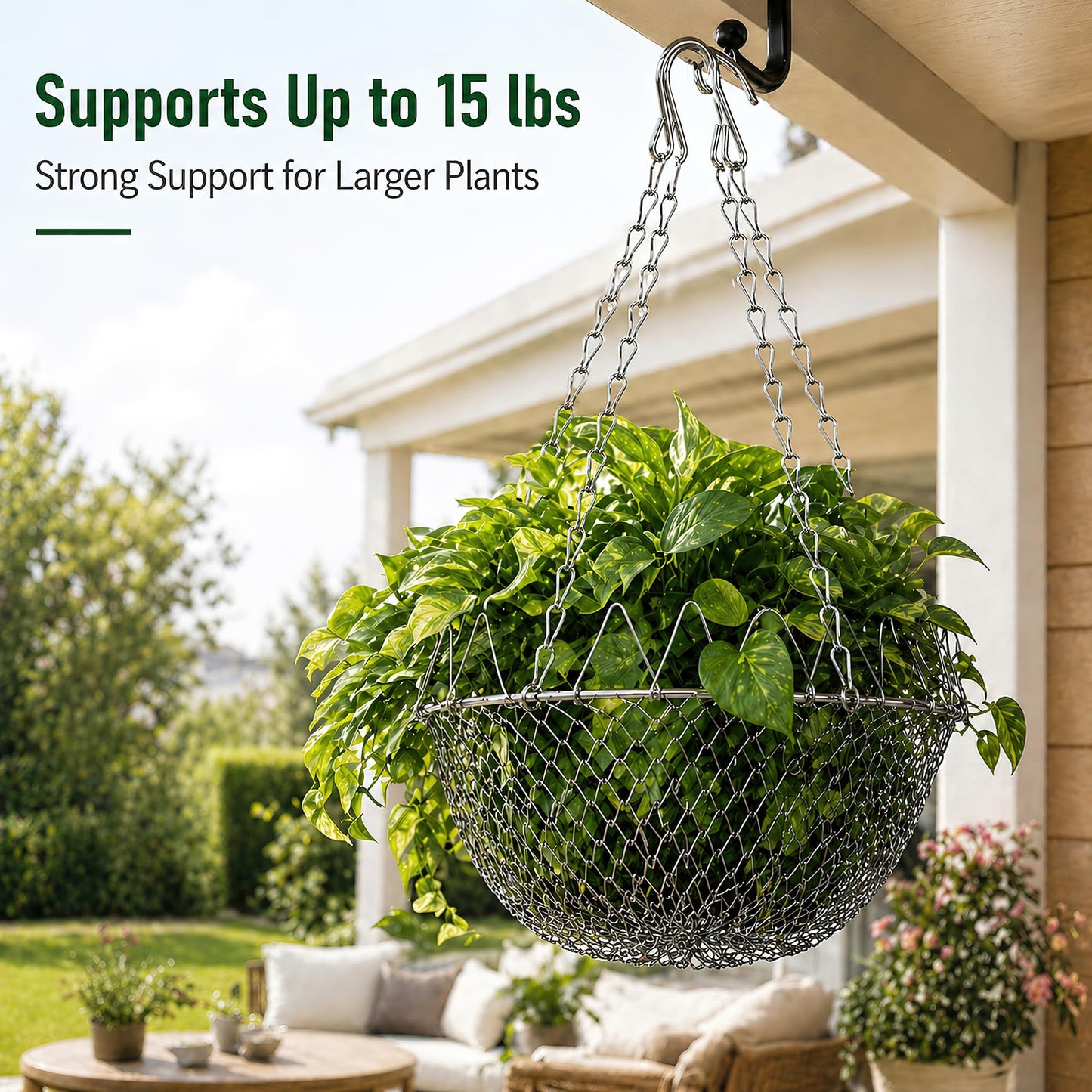BLANRICO Adjustable Planter Insert for Pots 12-18" Opening, Stainless Steel Plant Lifters with Hanging Chains Planter Lift Kit for Tall Inside Pots, Indoor and Outdoor (4 Pack)