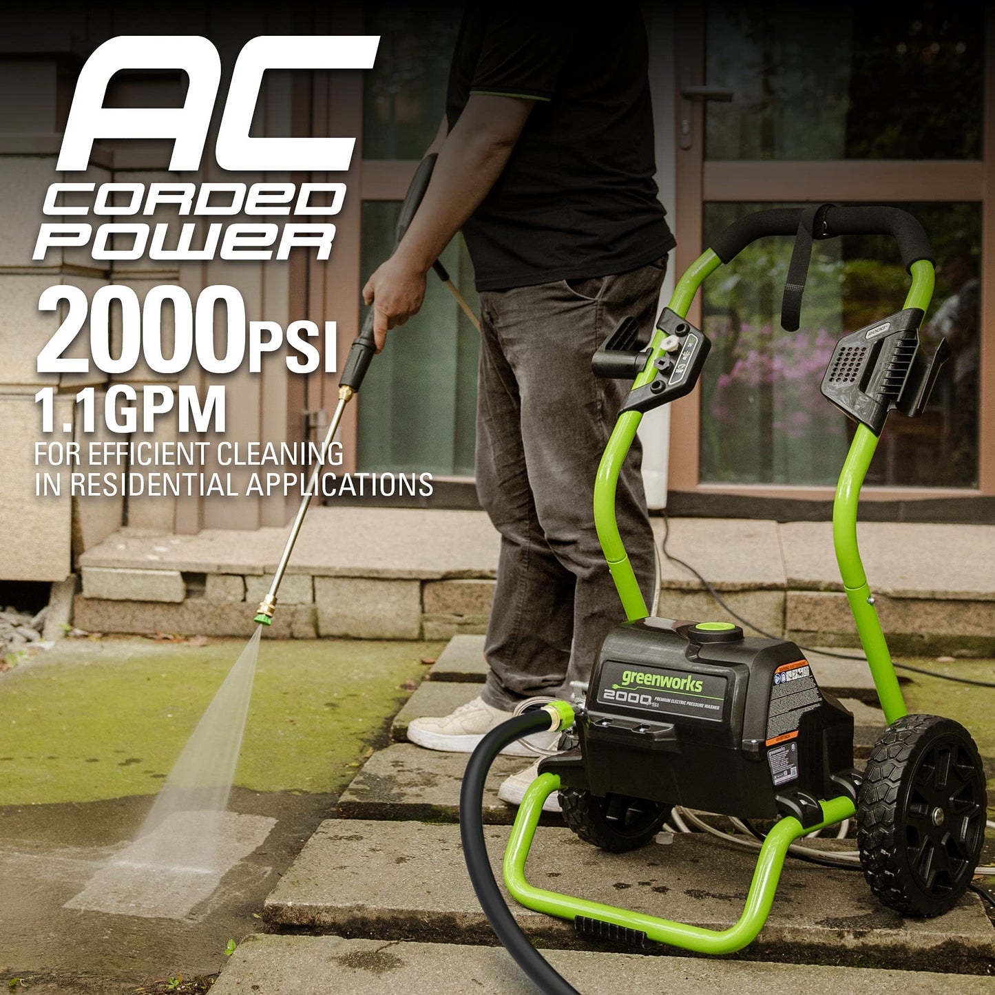 Greenworks 2000 Max PSI @ 1.1 GPM (13 Amp) Electric Pressure Washer GPW2000-1RG