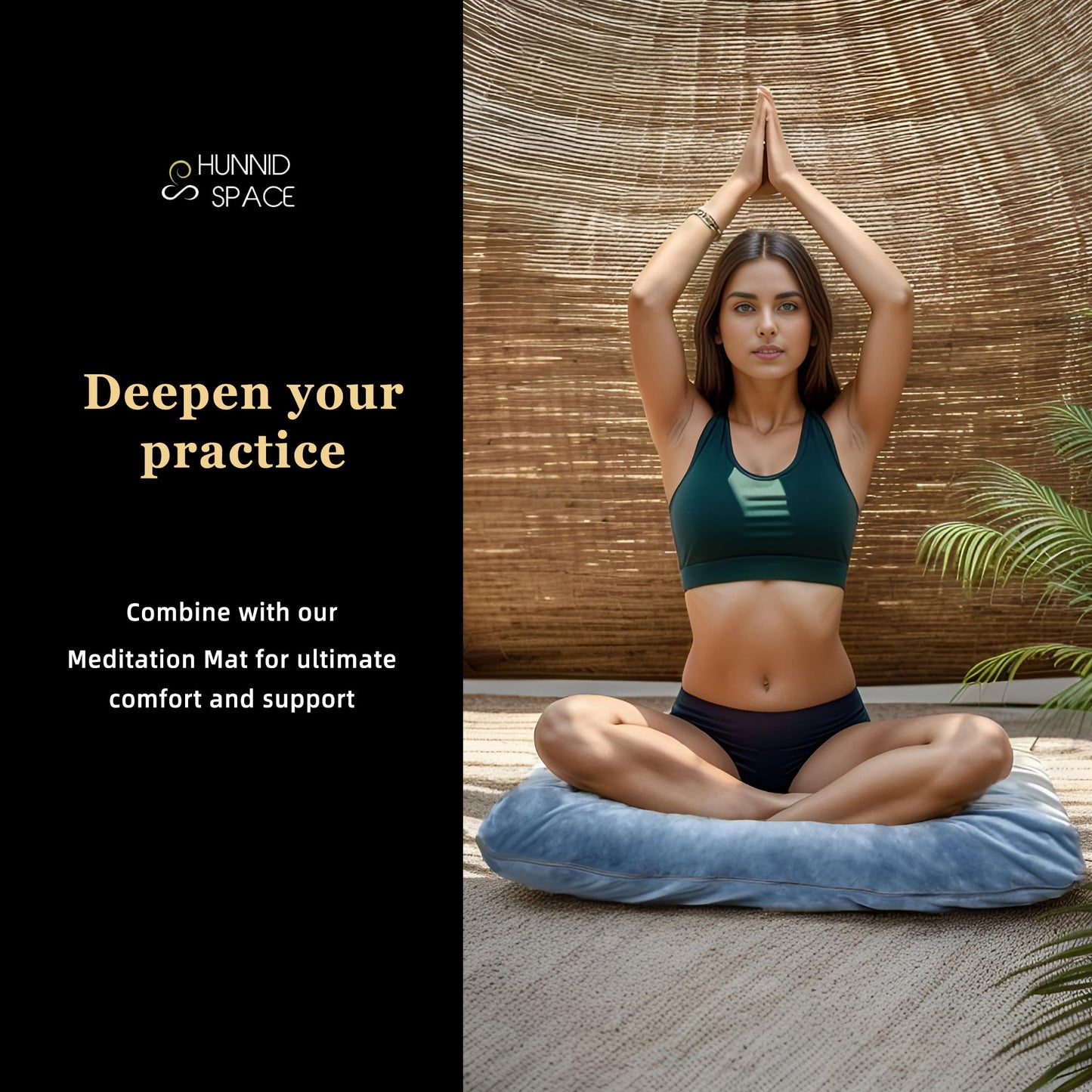 hunnidspace Meditation Cushion Set Zafu & Zabuton – Buckwheat Hull & Memory Foam, Adjustable Floor Pillow for Yoga, Meditation & Sitting, Removable Velvet Cover (Navy Blue)