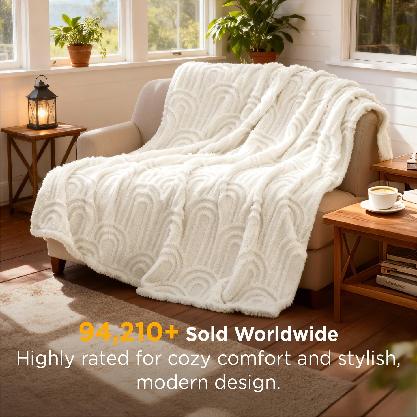 Bedsure GentleSoft Fleece Throw Blanket for Women - Super Soft & Cozy, Fluffy Blankets for Girls, Ideal for Couch & Bed, White, 50x70 Inches