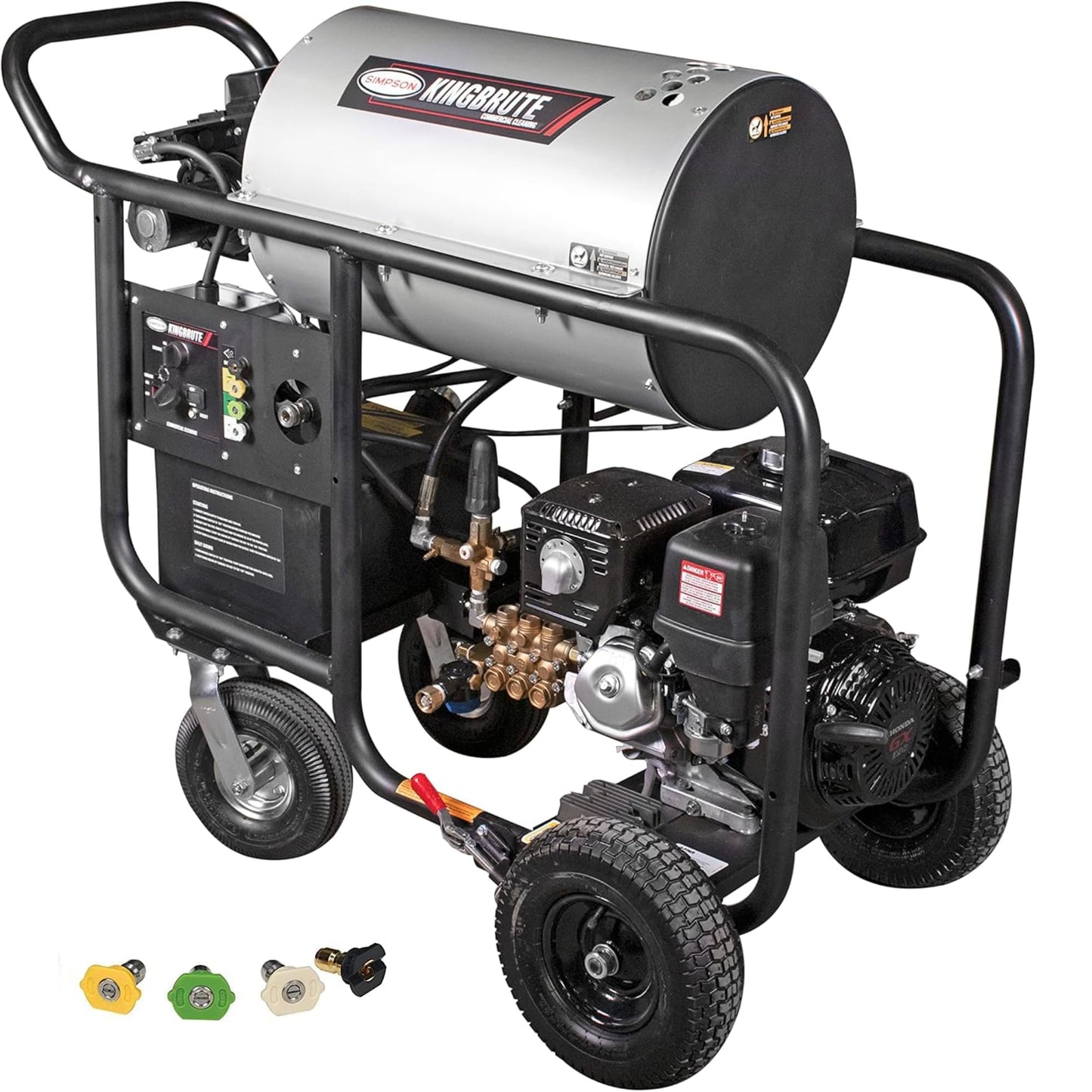 Simpson Cleaning 4000 PSI Gas Pressure Washer, 4.0 GPM Power Washer for Hot Water Use, Honda GX390 Engine, 50-Foot Steel-Braided Insulated Hose, King Brute, 49-State (KB65133)