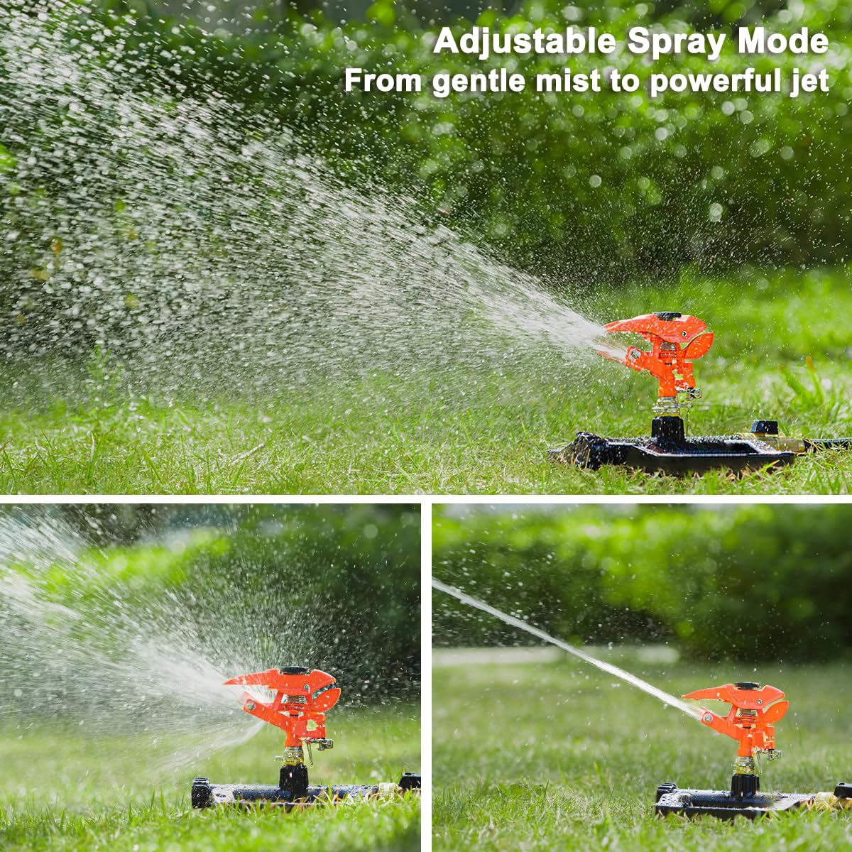 FANHAO Heavy Duty Pulsating Impact Sprinkler for Yard, 360 Degree Rotating Lawn Sprinklers with All Metal Base, Adjustable Large Area Irrigation Sprinkle for Garden, Covers Up to 5,800 Sq. Ft