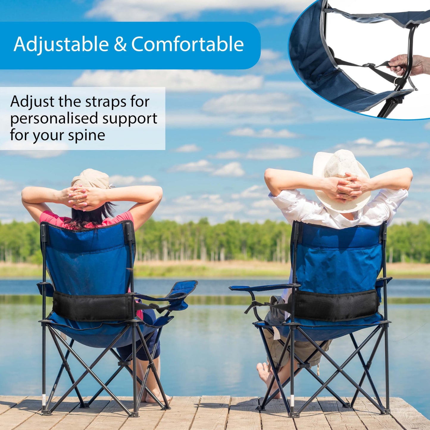 Lumbar Support Belt for Camping Chair – Adjustable Back Support Strap for Outdoor Folding Chairs – Ergonomic Lower Backrest Chair Accessory