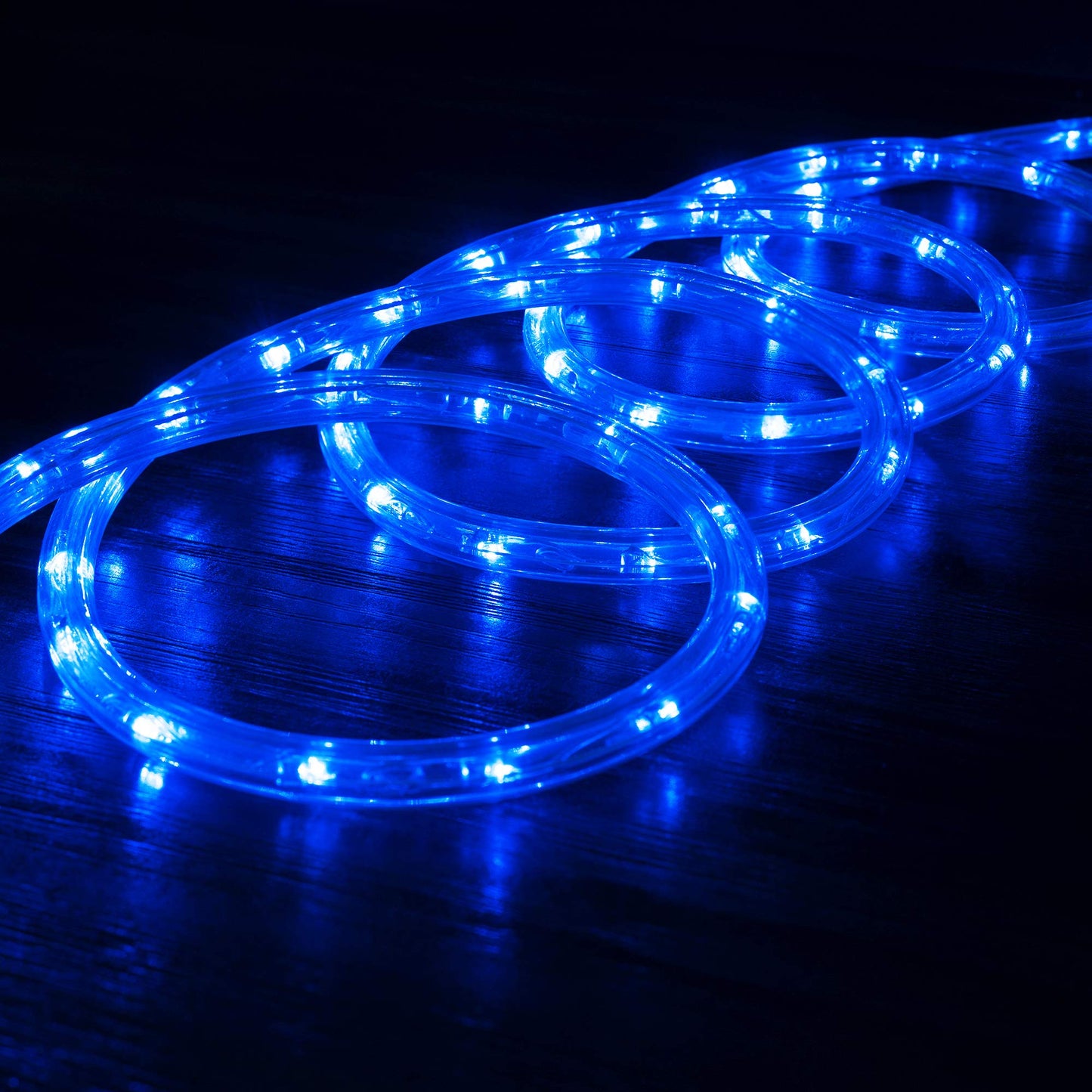 WYZworks 1116LEDs, 100ft LED Outside Rope Lights, Waterproof Permanent Outdoor ETL Certified Connectable Clear Tube, Christmas Palm Tree Holiday Decorative Landscape Patio Accent Lighting - Blue