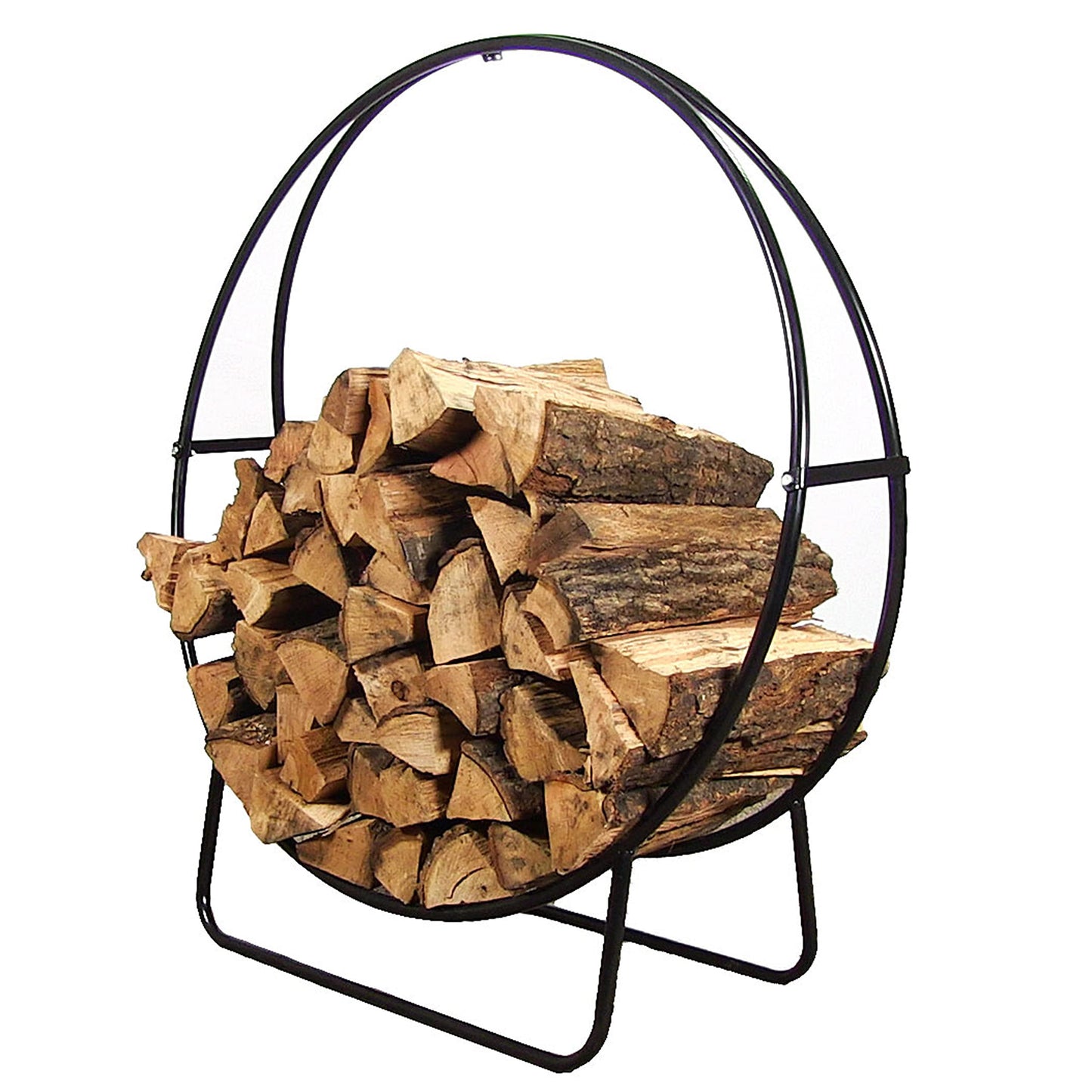 Sunnydaze 48-Inch Outdoor Firewood Rack Hoop - Indoor Round Tubular Steel Fireplace Wood Holder - 700-lb Capacity