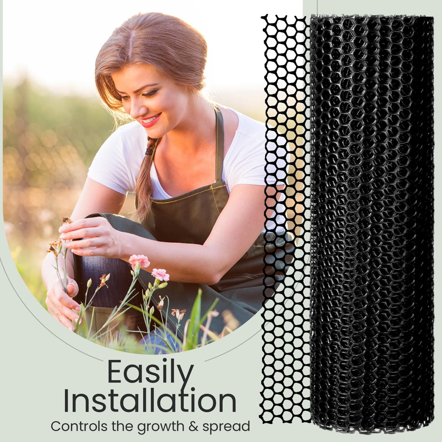 Landical 6 Rolls Plastic Chicken Wire Fencing Mesh 15.7 in x 10 ft Each Plastic Mesh Fence with Zip Ties Hexagonal Poultry Netting Garden Fencing Cat Fencing and Bird Netting(Black)