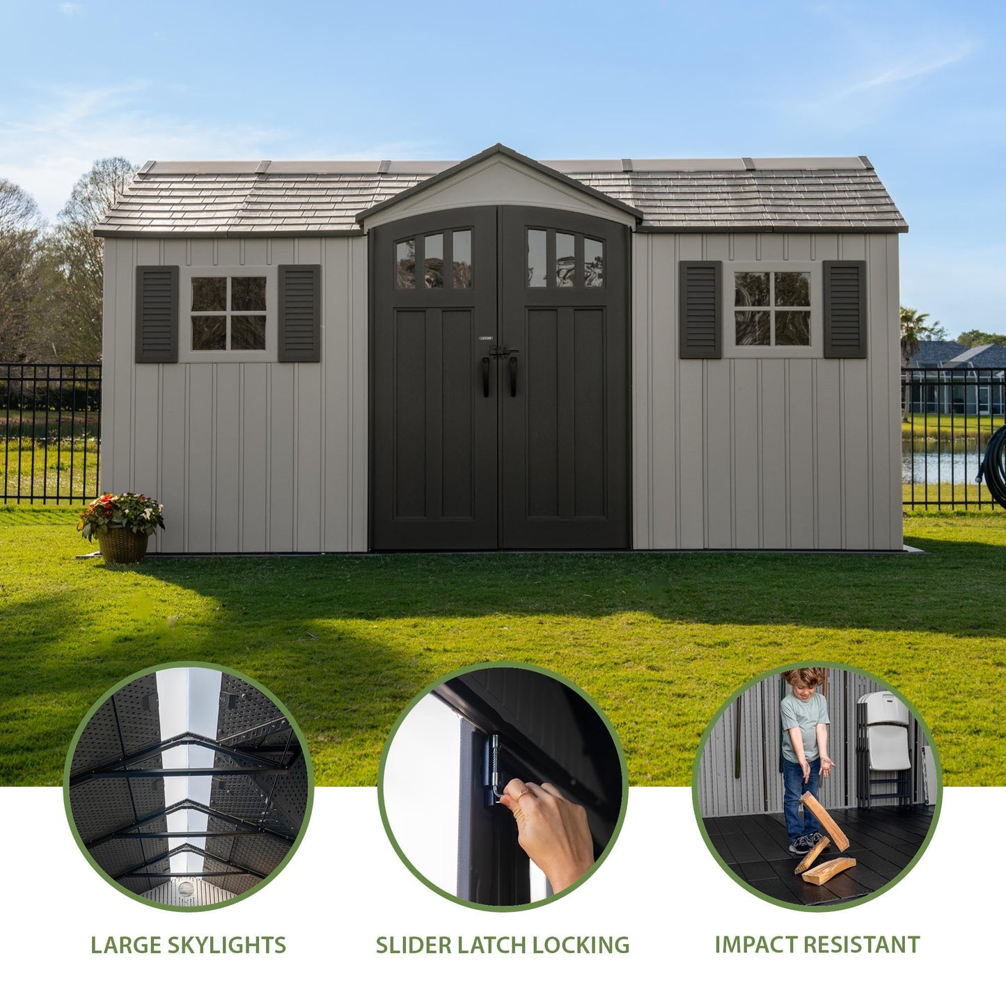 Lifetime Dual Entry Outdoor Storage Shed, 15 x 8 Foot