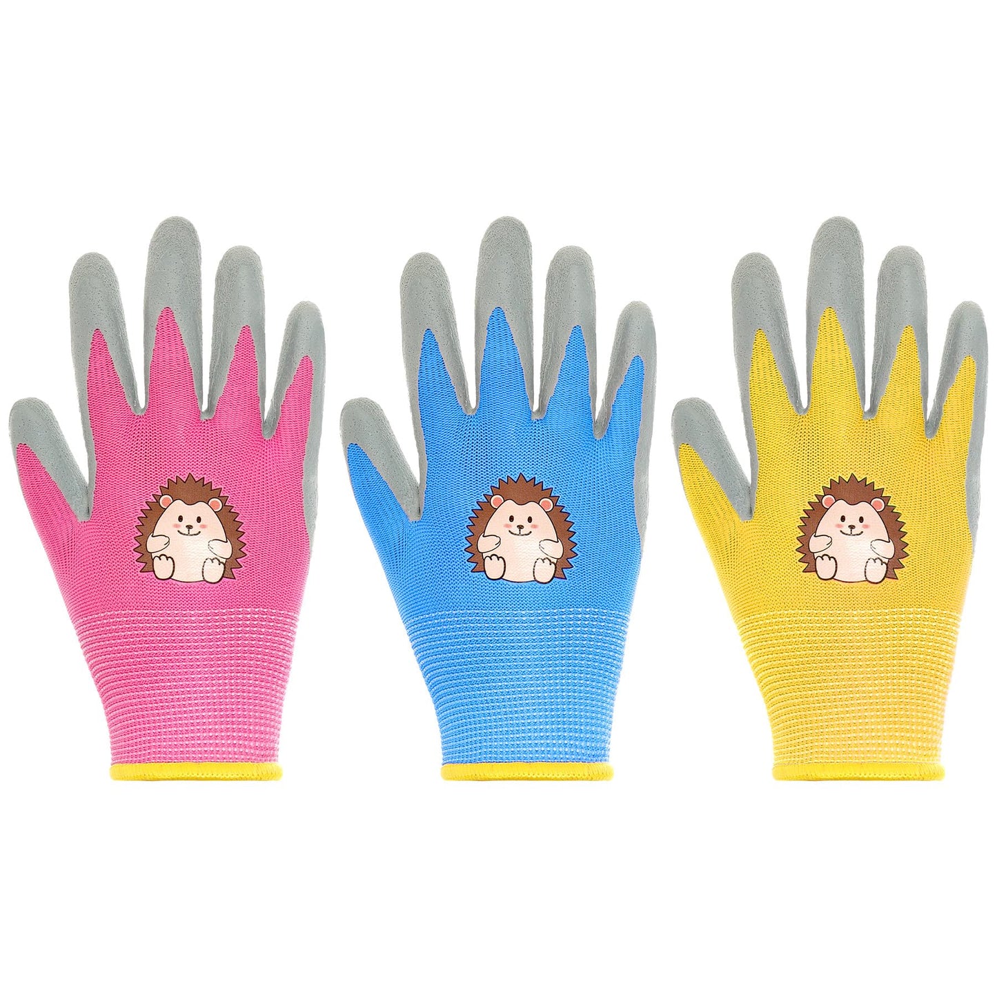 Hmxpls 3 Pairs Kids Gardening Gloves, Toddler Work Gloves, Kids Garden Gloves, Children Rubber Coated Gardening Gloves for Digging Weeding Landscaping (A, Small)