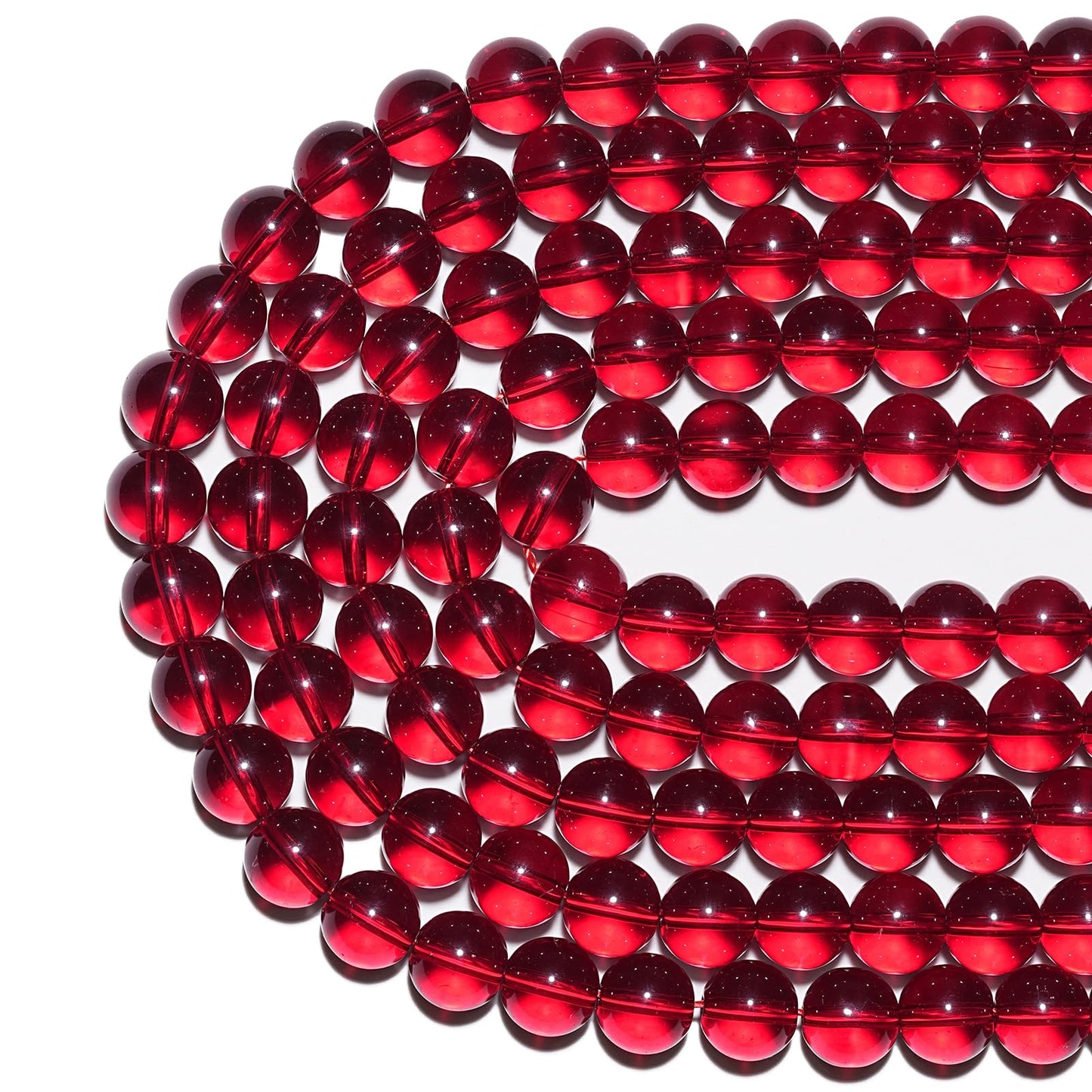 8mm Natural Garnet Red Glass Crystal Gemstone Beads Polished Round Smooth Stone Beads for Bracelets Jewelry Making 15inch Loose Beads