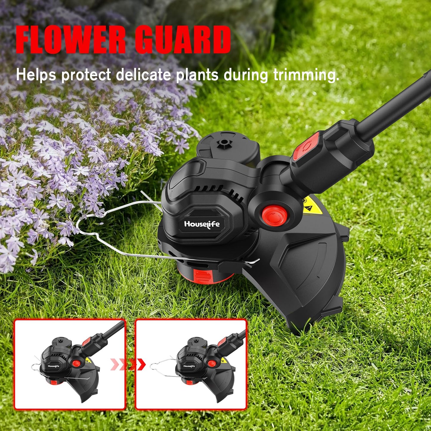 Cordless Weed Eater Compatible with Milwaukee M18 18V Battery(Tool Only), 12-Inch 3-in-1 String Trimmer with 8500RPM Upgraded Motor, Automatic Line Feed Weed Wacker for Lawn Edging and Mowing-Red