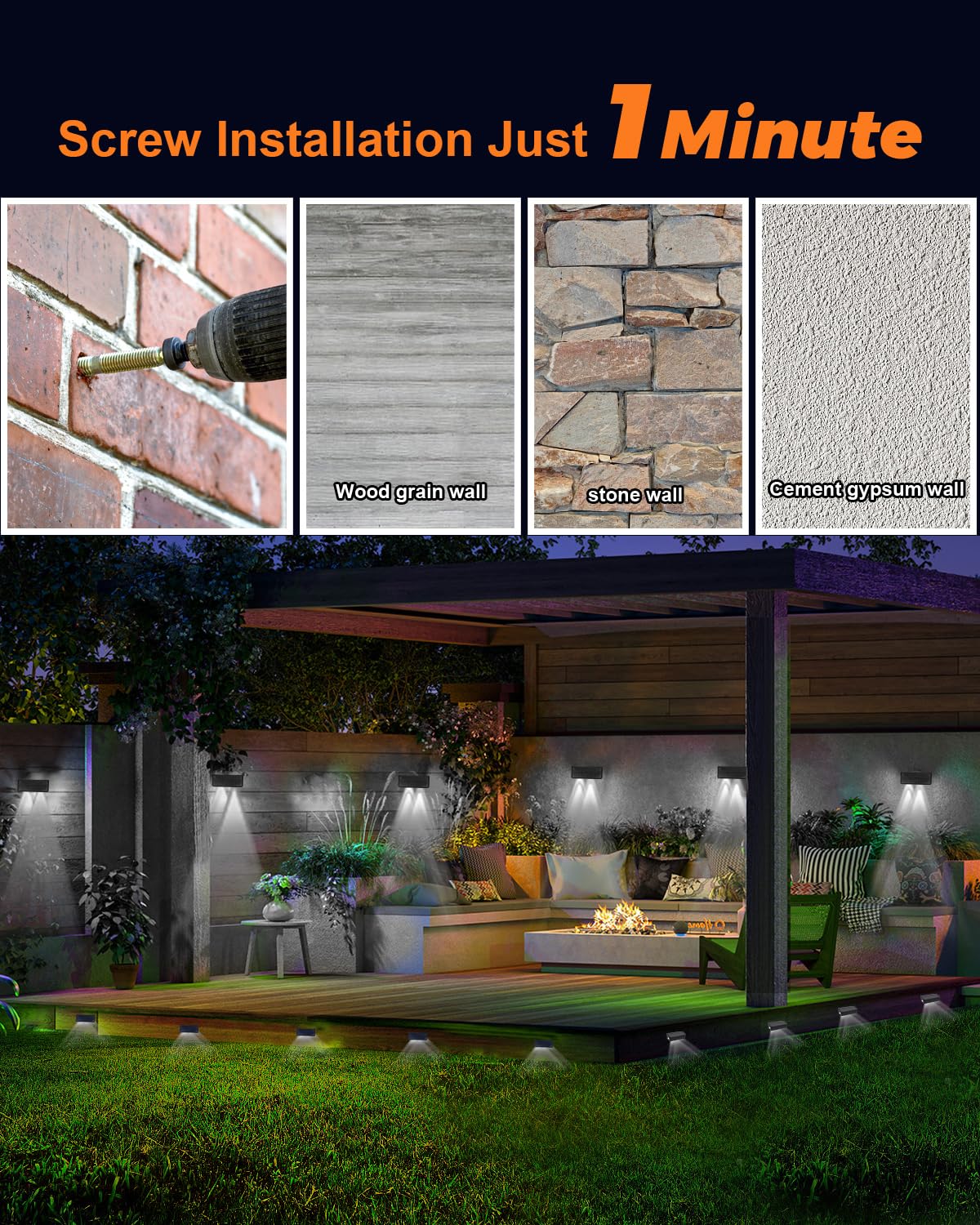 Solar Fence Lights Outdoor Waterproof LED Spot Lens for Step, Wall, Deck, Patio, Yard, Rail, Garage, Pool, Stair, Walkway, Garden Landscaping Enhanced Security Easy Install Cool White 16 pack