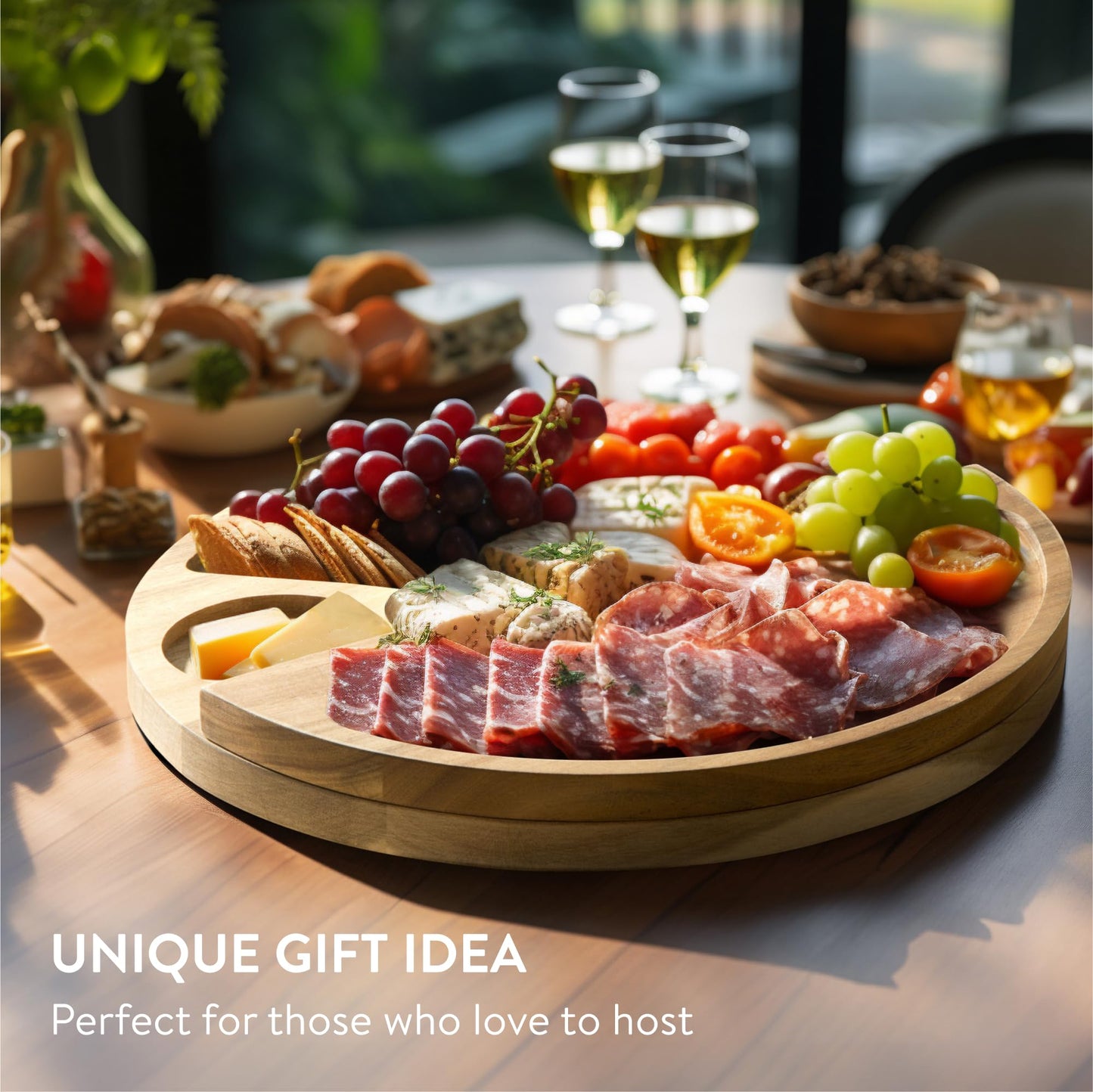 Navaris Cheese Board Gift Set with Knife - Wooden Cheese Board with Knife for Entertaining and Home Use - Charcuterie Board for Cheese and Wine - 12" / 31cm