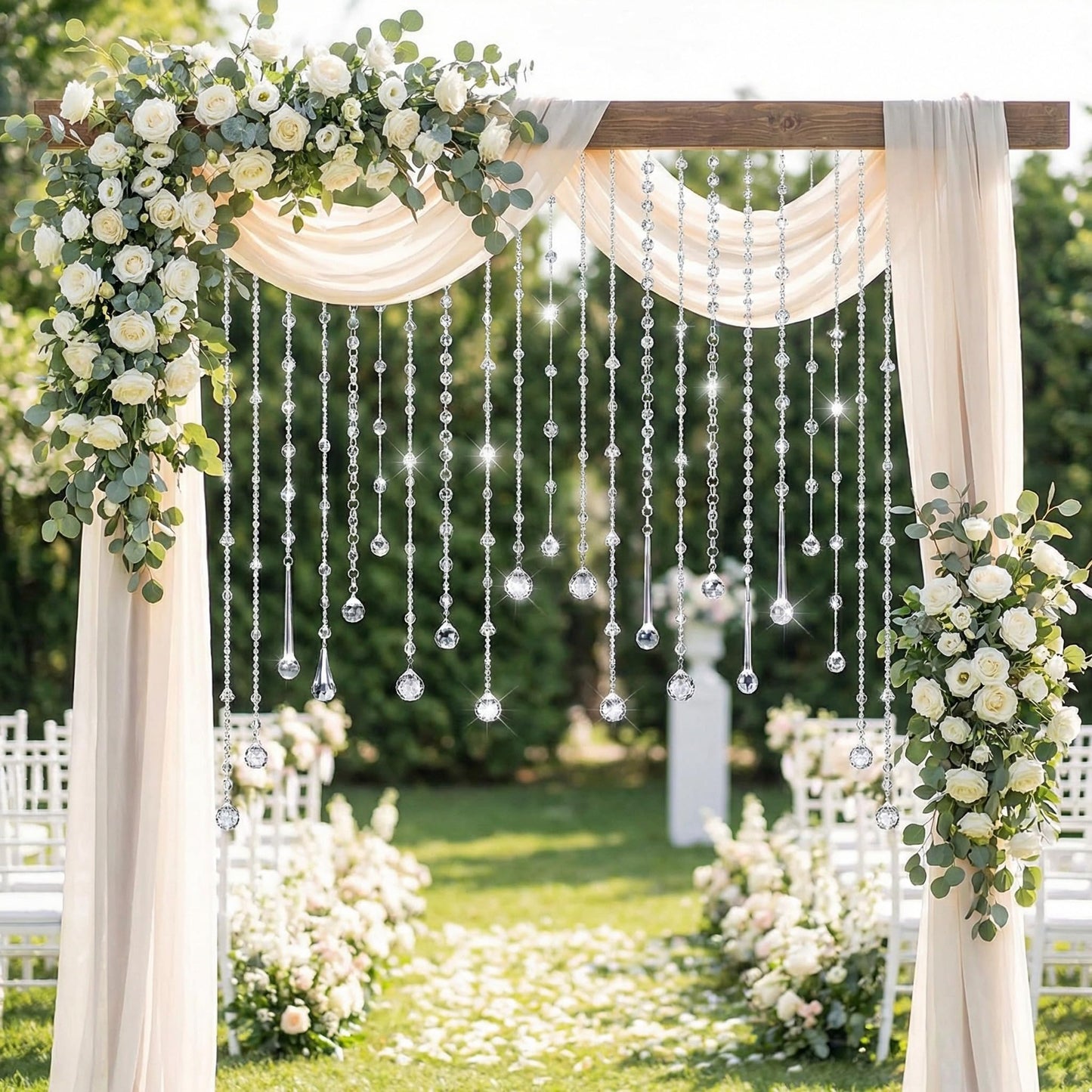 Soulchen 24 Pcs 40 Inch Clear Acrylic Crystal Garland Strands Large Hanging Chandelier Bead Chain String Wedding Icicle Drop Ornaments for Wedding Party Decor