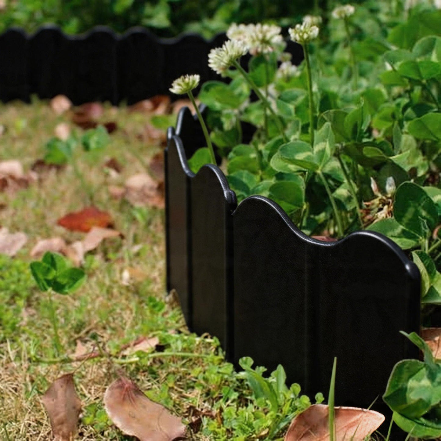 Orgrimmar 20 ft Garden Edging 40PCS Interlocking Landscaping Edging Kit, Plastic No-Dig Pound-in Garden Edge(20' Long x 5.3” Tall) - Black