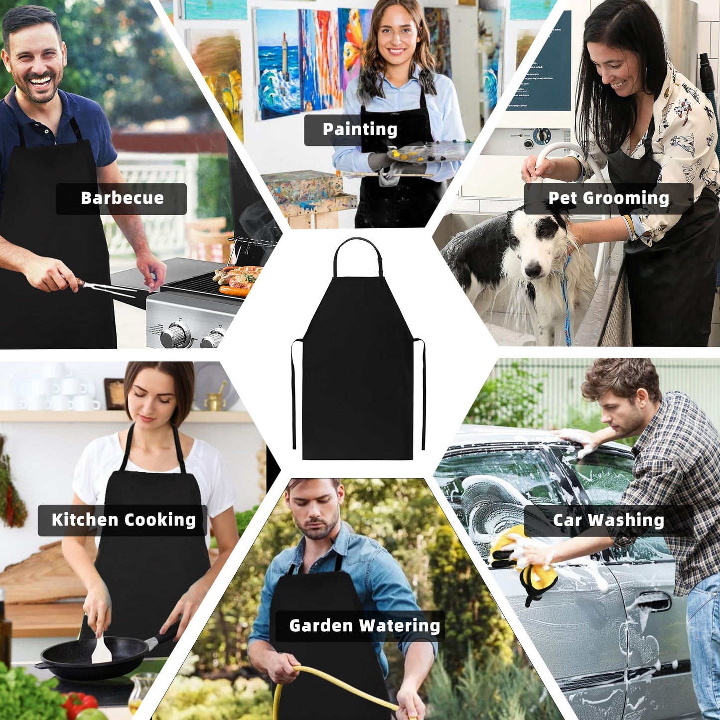 MIKI WELL Heavy Duty Waterproof Apron - for Unisex Adult, Ultra Lightweight, Chemical Resistant Industrial Work Apron (Black-1Pack)