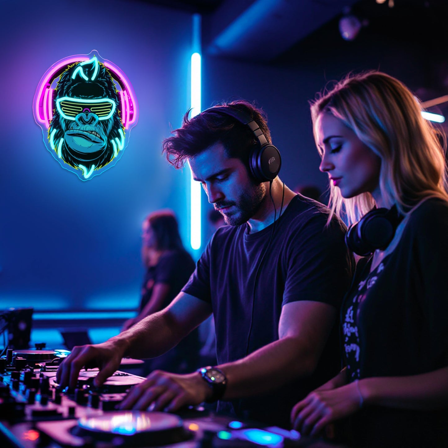 zidoni Headphones Gorilla Neon Sign Dimmable Kong Led Neon Light for Wall Decor,Game Room,Man Cave,Home Party Bar Decor,USB Powered Led Sign