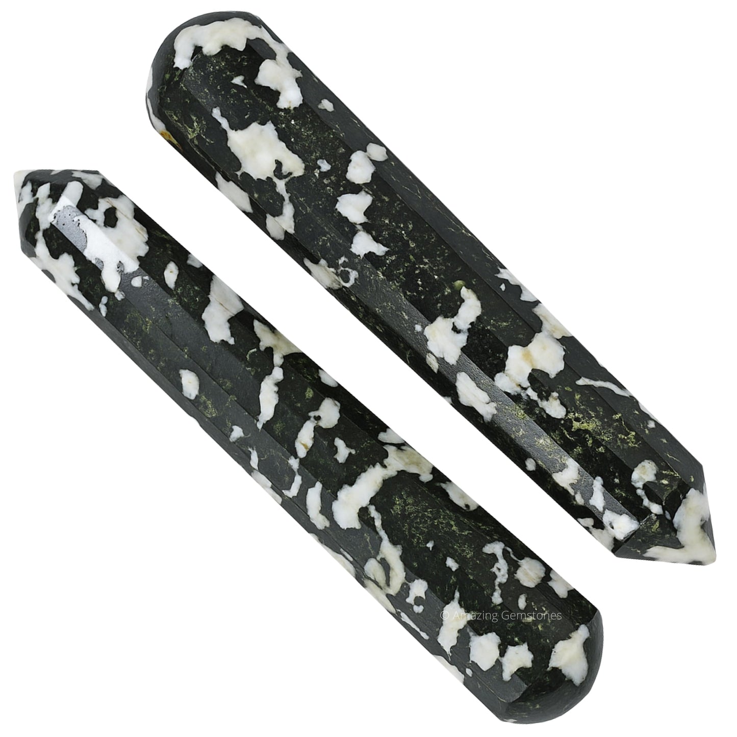 Amazing Gemstone Black and White Tourmaline Crystal Wand Massage Stick - Pelvic Wand Gua Sha for Adults - Crystals and Healing Stones Massage Wands for Adults Gifts (Pointed)