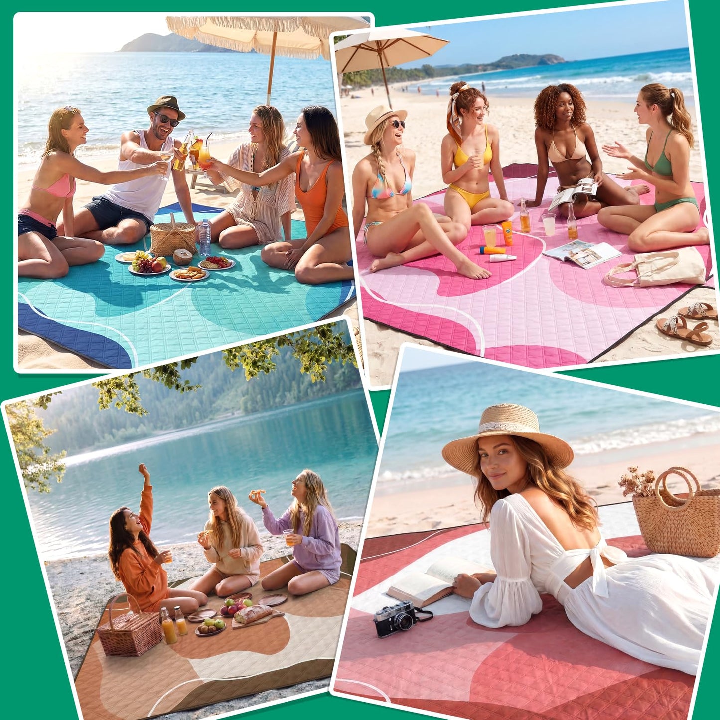 Waterproof Beach Blanket Picnic Outdoor Camping Mat Oversized Extra Large Foldable Sandproof Sand Free Resistant Big XL Giant Towel Hawaii Honeymoon Essentials Women Summer Must Have Vacation Gift