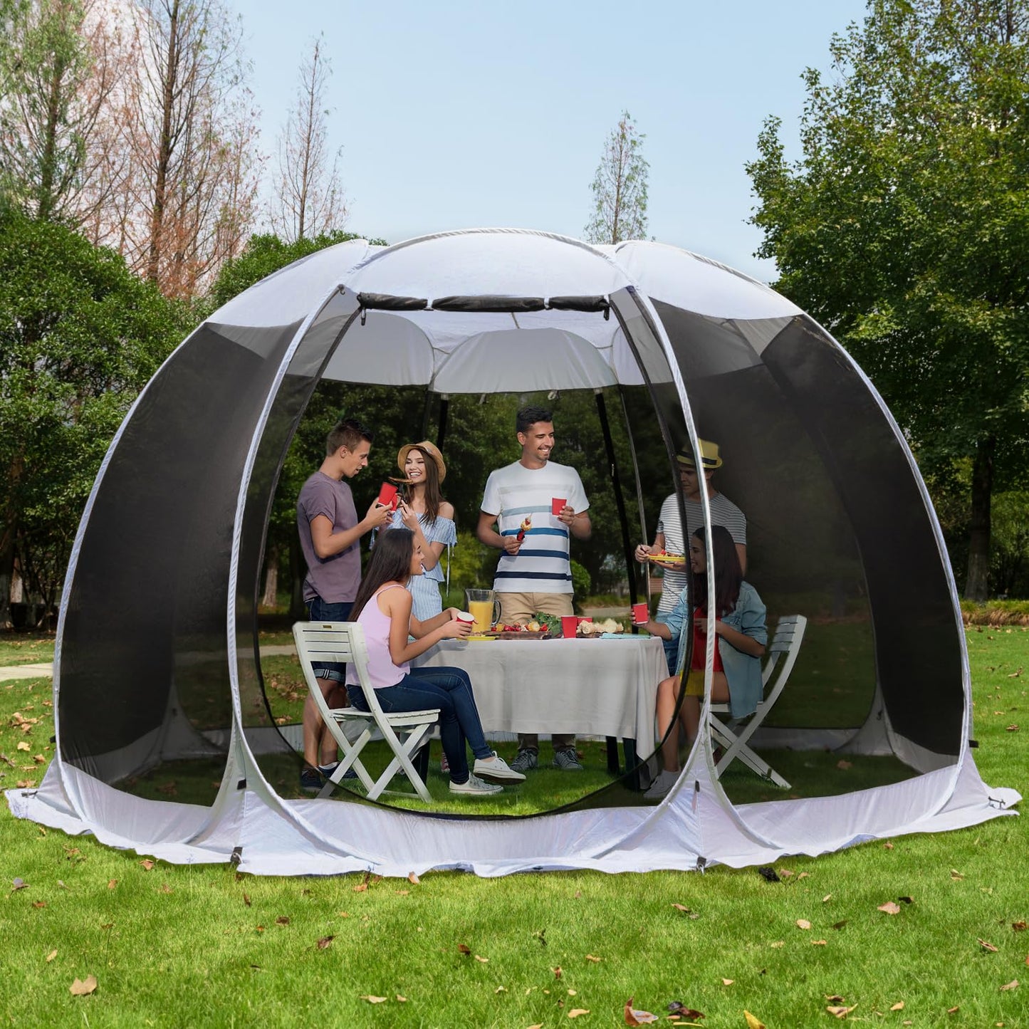 Alvantor 12'x12' Pop Up Screen House Tent, Instant Outdoor Gazebo with Mosquito Netting & UPF 50+ Sun Protection, Portable Canopy Shelter for Patio, Backyard, Camping (8-10 Person),Grey