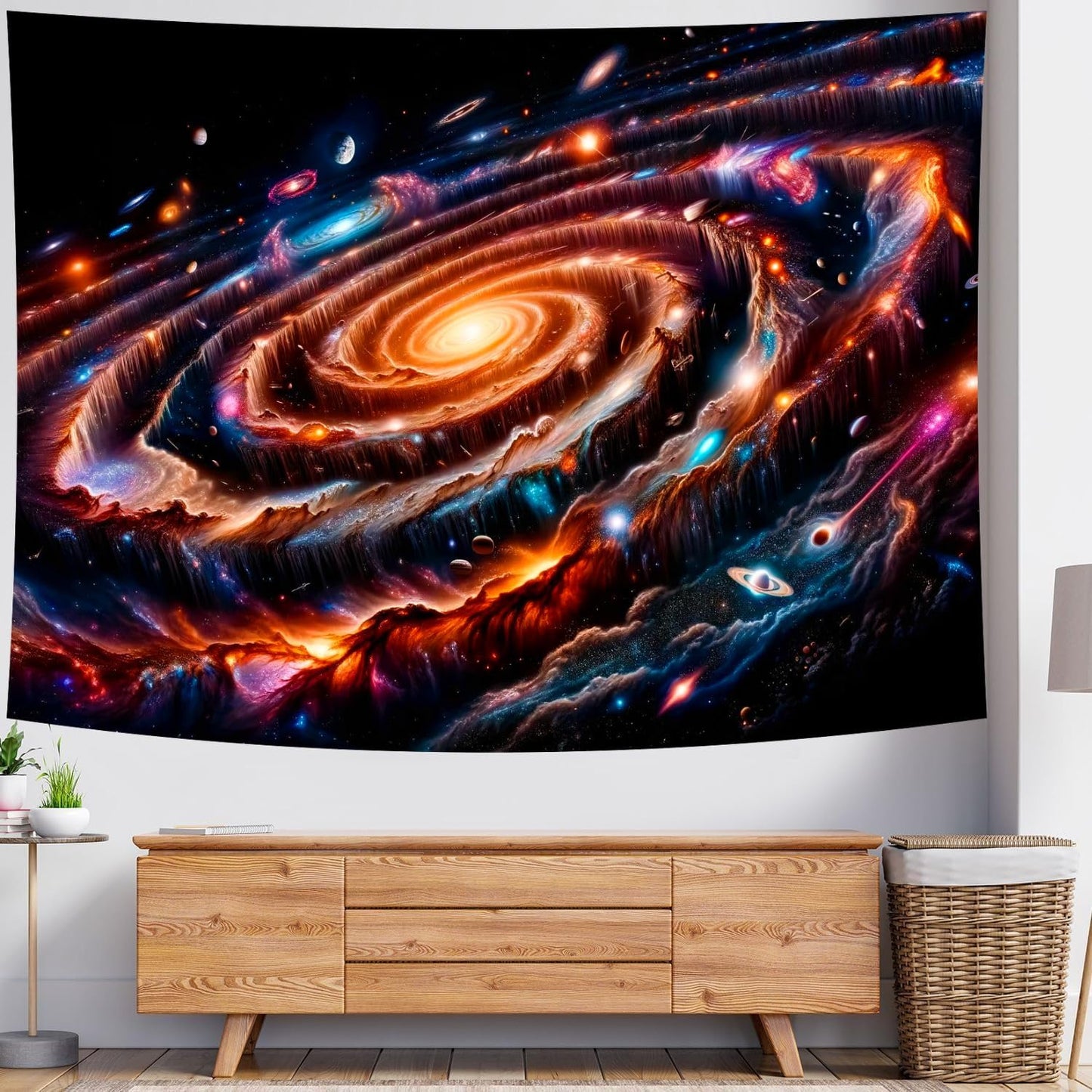 Delur Galaxy Tapestry Spiral Universe Planet Starry Sky Wall Hanging Tapestry Outer Space Nebula Cosmic Psychedelic Abstract Headboard for Bedroom Living Room Home Decor (51.2" x 59.1")