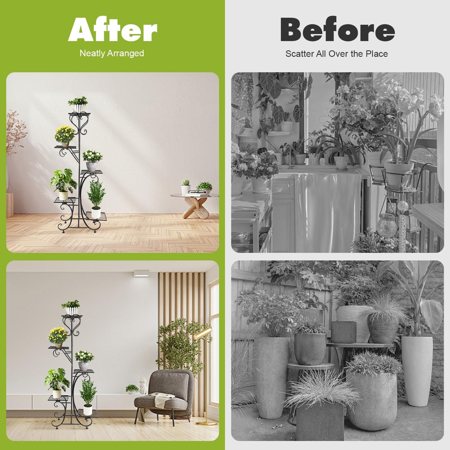 5 Tier Metal Plant Stand Indoor Outdoor, Upgraded Tall Iron Spiral Corner Plant Shelf- Tiered Storage Flower Pot Holder Display Organizer for Balconies, Living Rooms, Courtyards, Gardens, Black