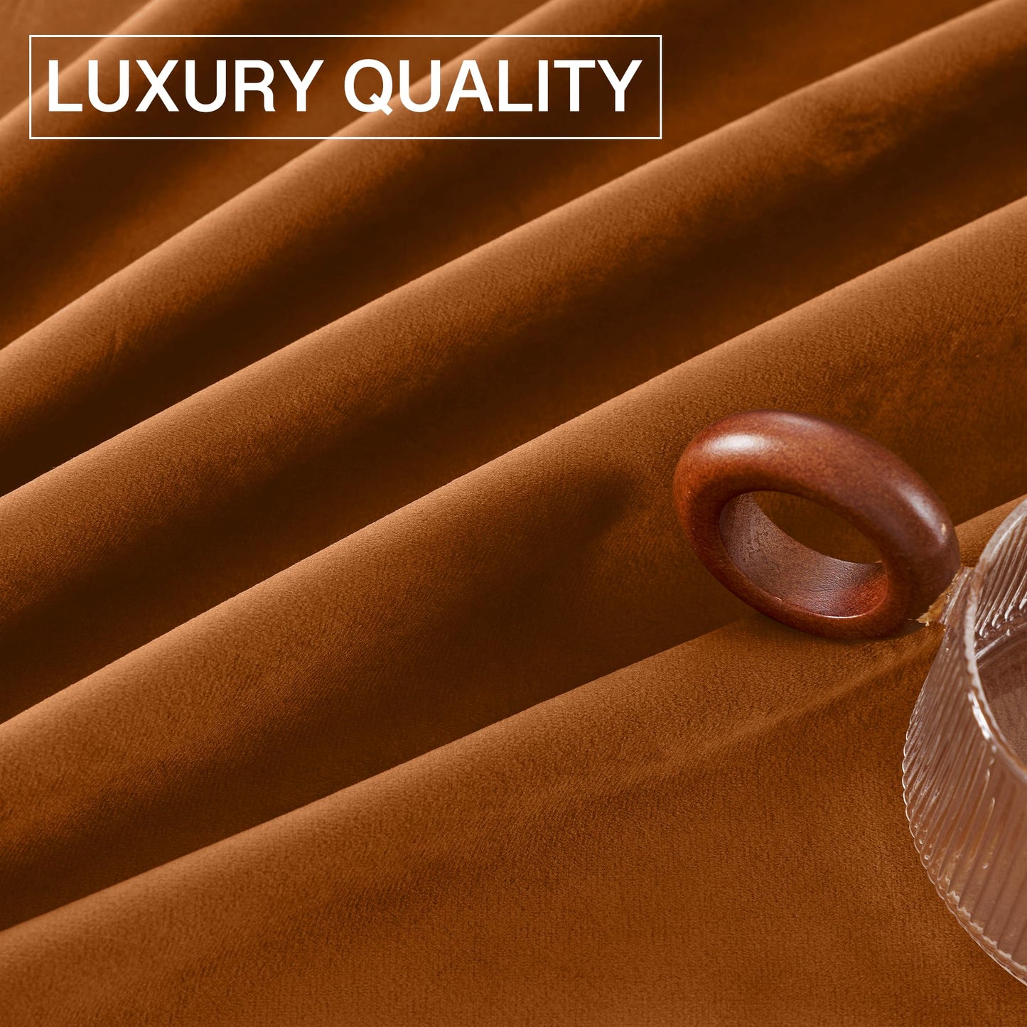 StangH Fall Curtains Burnt Orange Velvet Curtains Luxury Terracotta Thermal Insulated Room Darkening Bedroom Window Drapes for Living Room, Holiday Home Decor for Backdrops, W52 x L84, 2 Panels