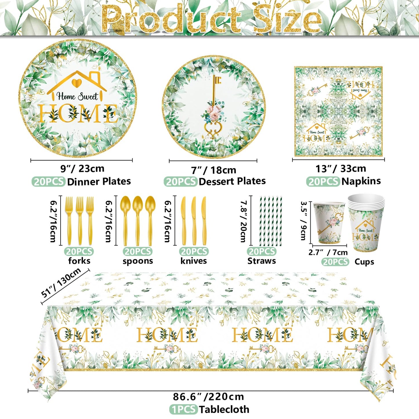 241 Pieces Housewarming Party Decorations - Including House Party Plates, Napkins, Cups, Balloons, Birthday Banner, Cake Topper and Tablecloth for Welcome Home New Home Decoration Supplies