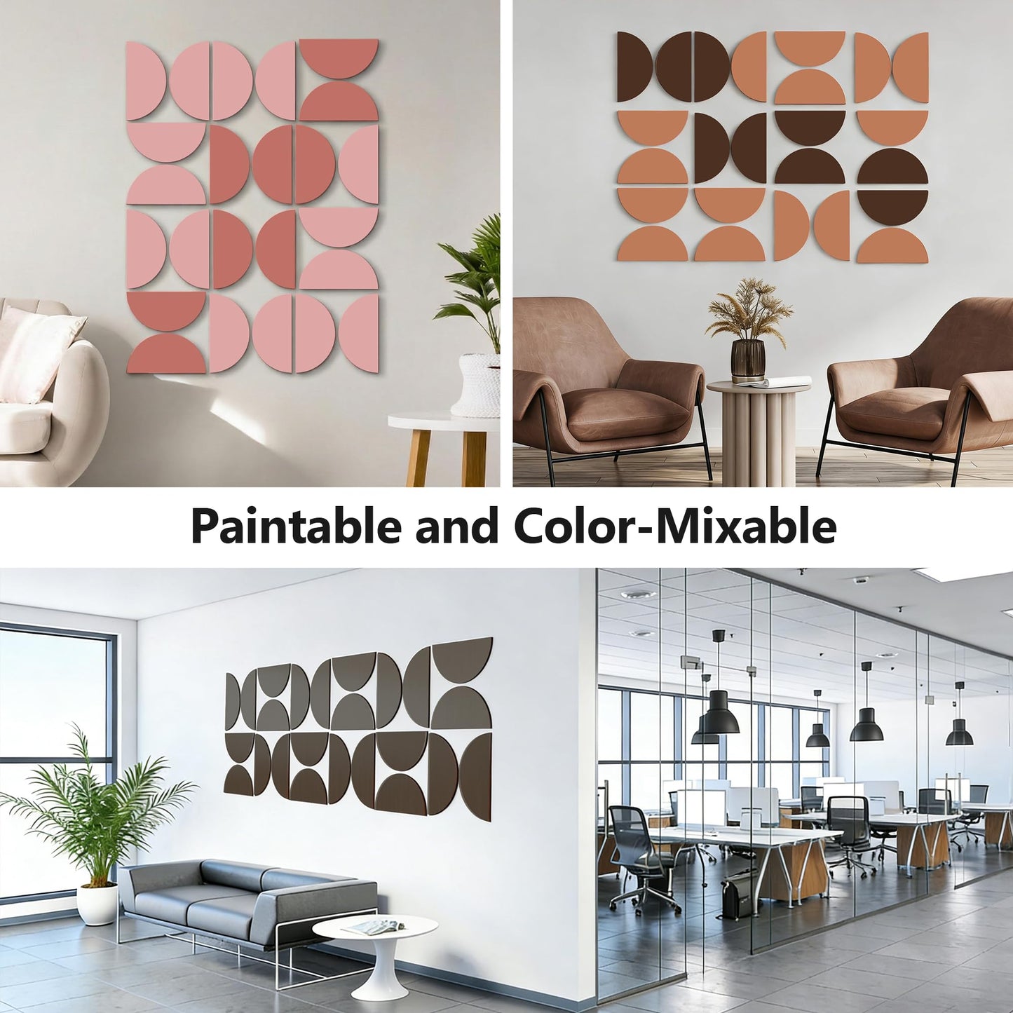 Half Circles 3D Wall Panels, Wall Decor Accents, Geometric Art, Large Wall Art, Landscape Home Decoration Modern and Minimalist For living Room,Bedroom, Office-24-Pack Panel Kit (White-24 PACK)