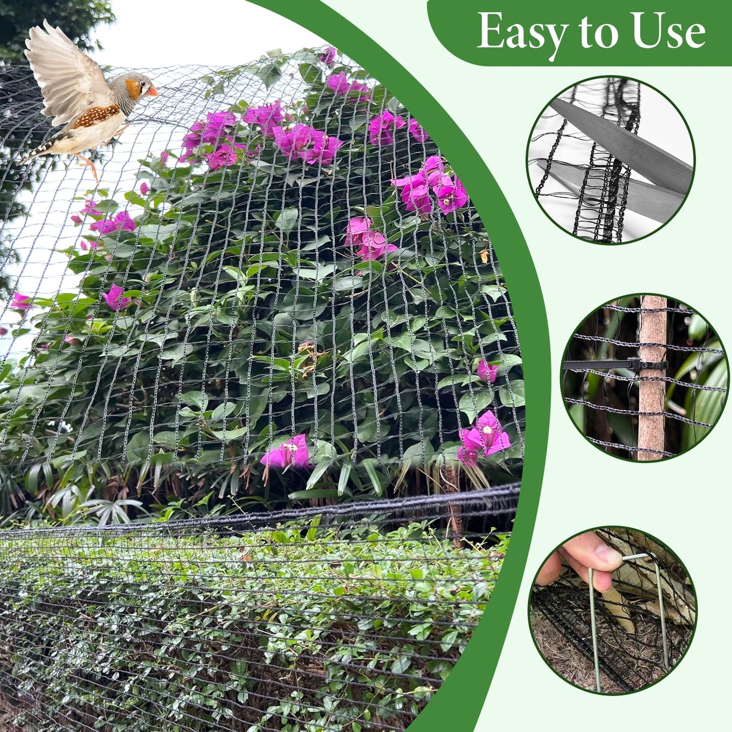 Deer Fence Netting, 4 x 75ft Heavy Duty Plastic Mesh Deer Netting, 55GSM Deer Fence for Garden, Reinforced Edges Anti Bird Netting Mesh for Trees Vegetable Raised Bed(55GSM, 4 x 75ft)