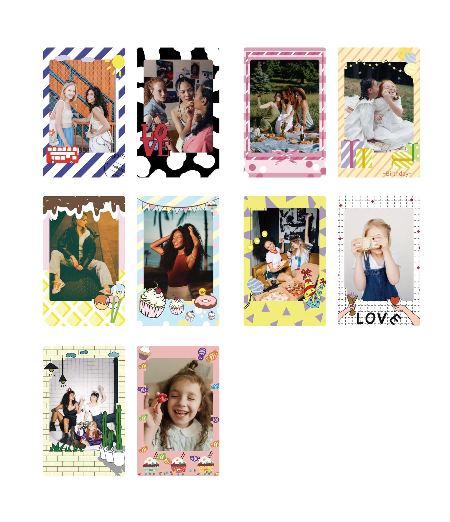 HIYQIN 2x3 Inch Photo Border Stickers - Lovely Camera Photo Stickers Compatible for Instax Mini EVO/Liplay/SE/12/11/41/40/99/90/9/8/7s/25 Camera Film - Fuji Mini Film Colorful Accessories - 30 Packs
