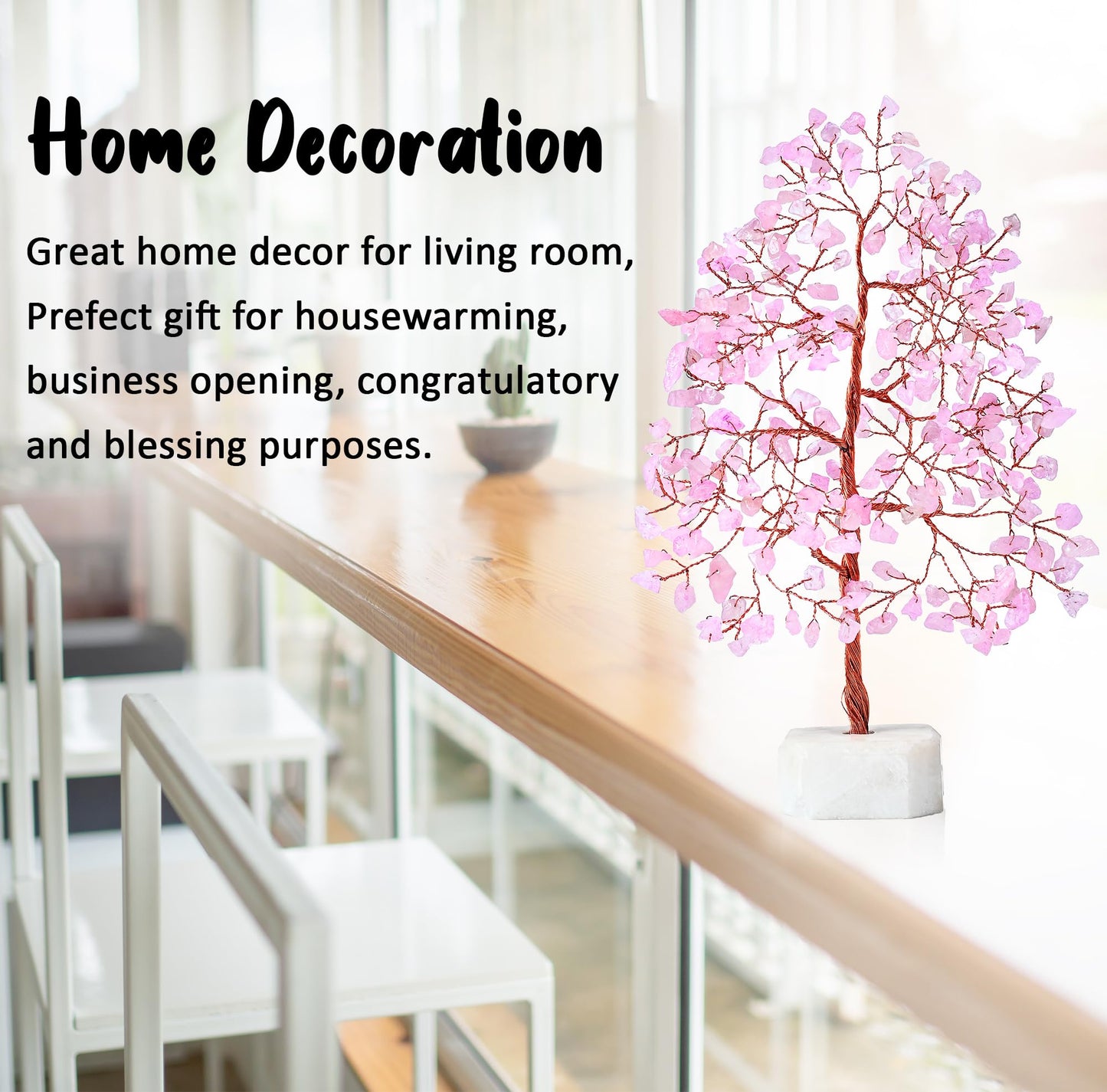 Crocon® Rose Quartz Crystals Tree, Birthday Gifts for Women, Mom, Girlfriend & Sister | Pink Room Decor Healing Crystals | House Warming Gifts Unique Spiritual Present Idea for Woman & Men Decoration