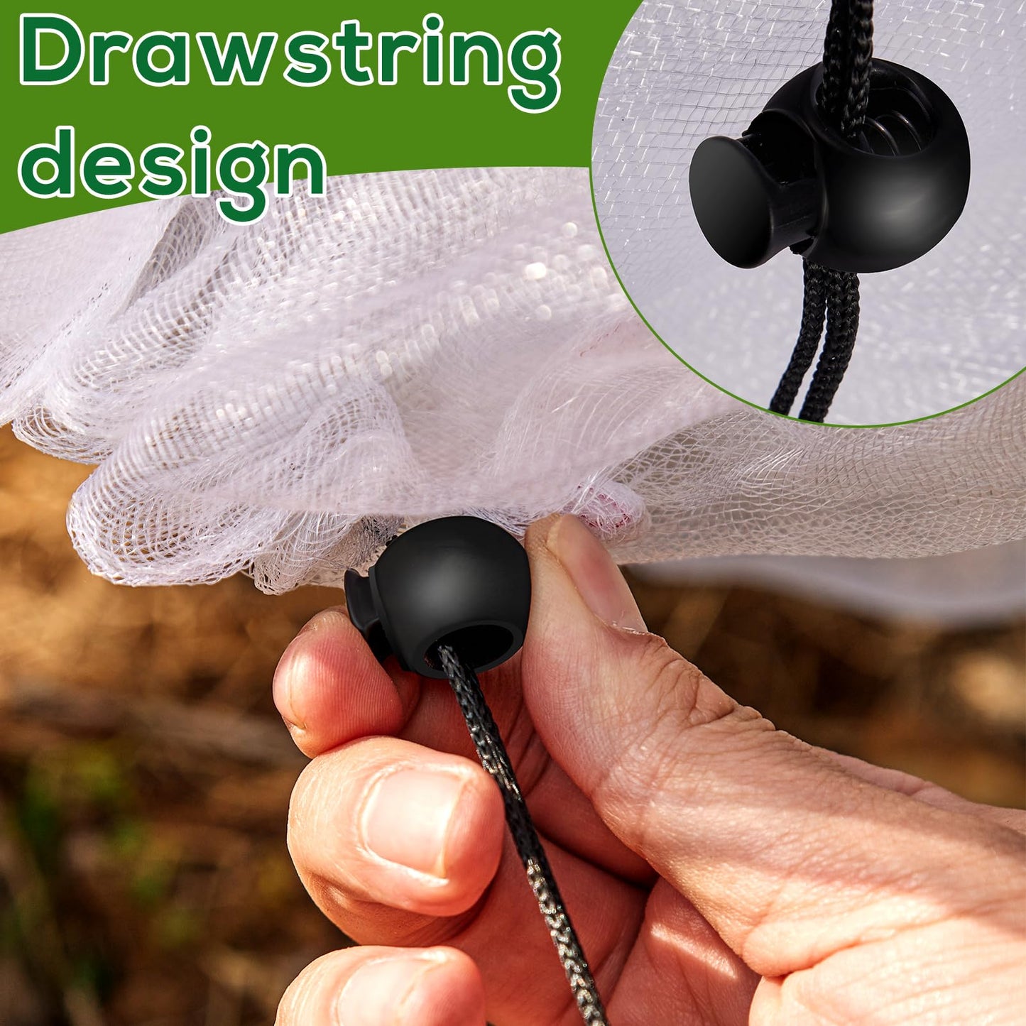 2PCS Fruit Tree Netting with Drawstring, 7 x 6ft Ultra-Fine Mesh Garden Insect & Bird Protection Cover, Breathable Reusable Tree Netting for Citrus, Apple, Peach & Shrubs
