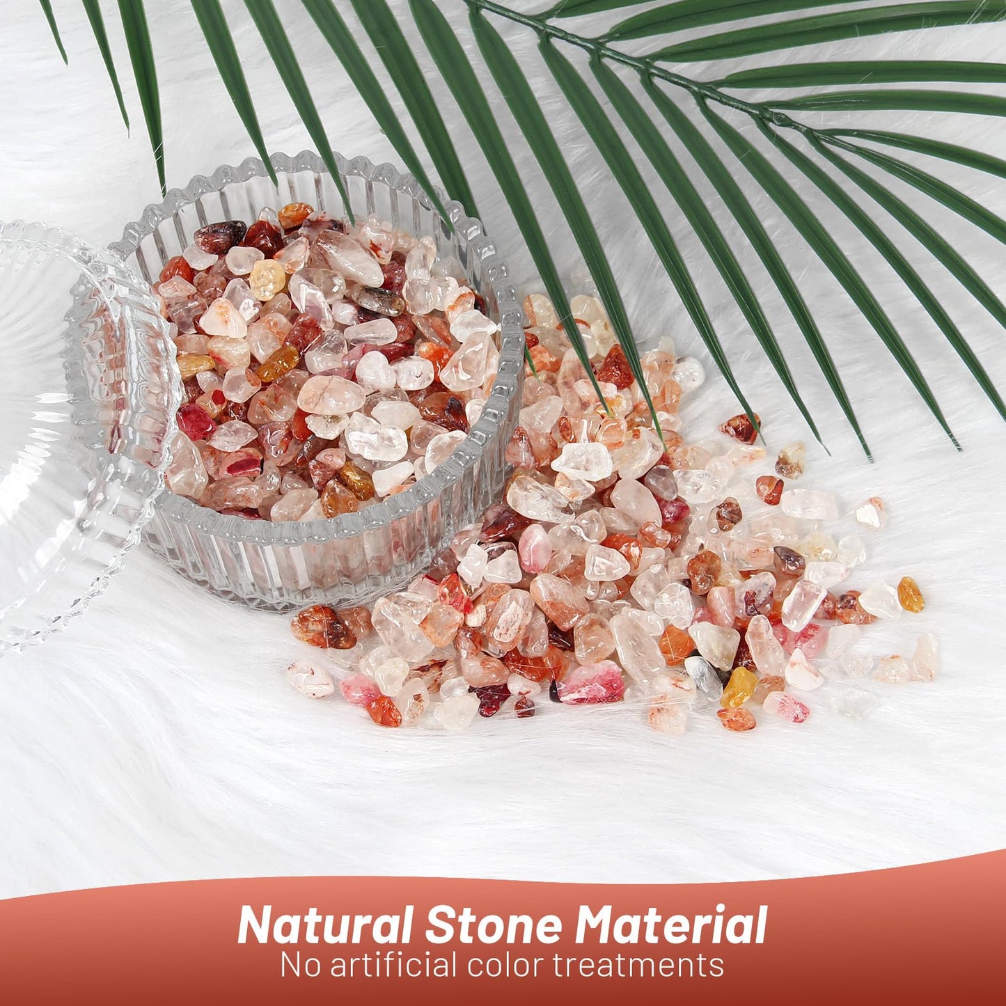 1.1lb Natural Crushed Hematoid Quartz Crystal Tumbled Chips-Healing Crystals Chips Bulk, Crushed Crystal Gemstones for Crafts, Beautiful Package for Gift (Hematoid Quartz)